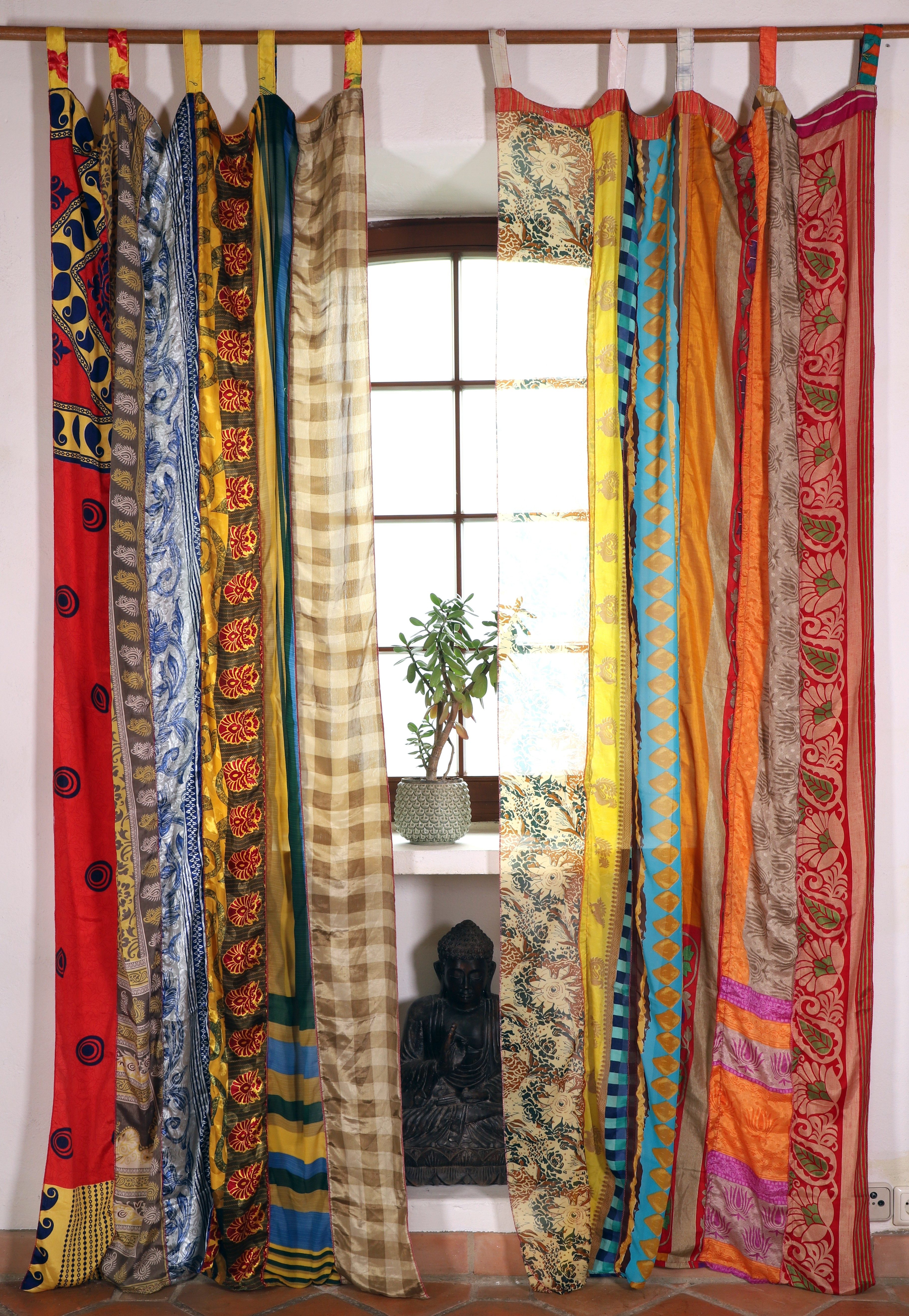 Guru-Shop Vorhang Seidiger Vorhang (1 Stk) Gardine aus Patchwork..