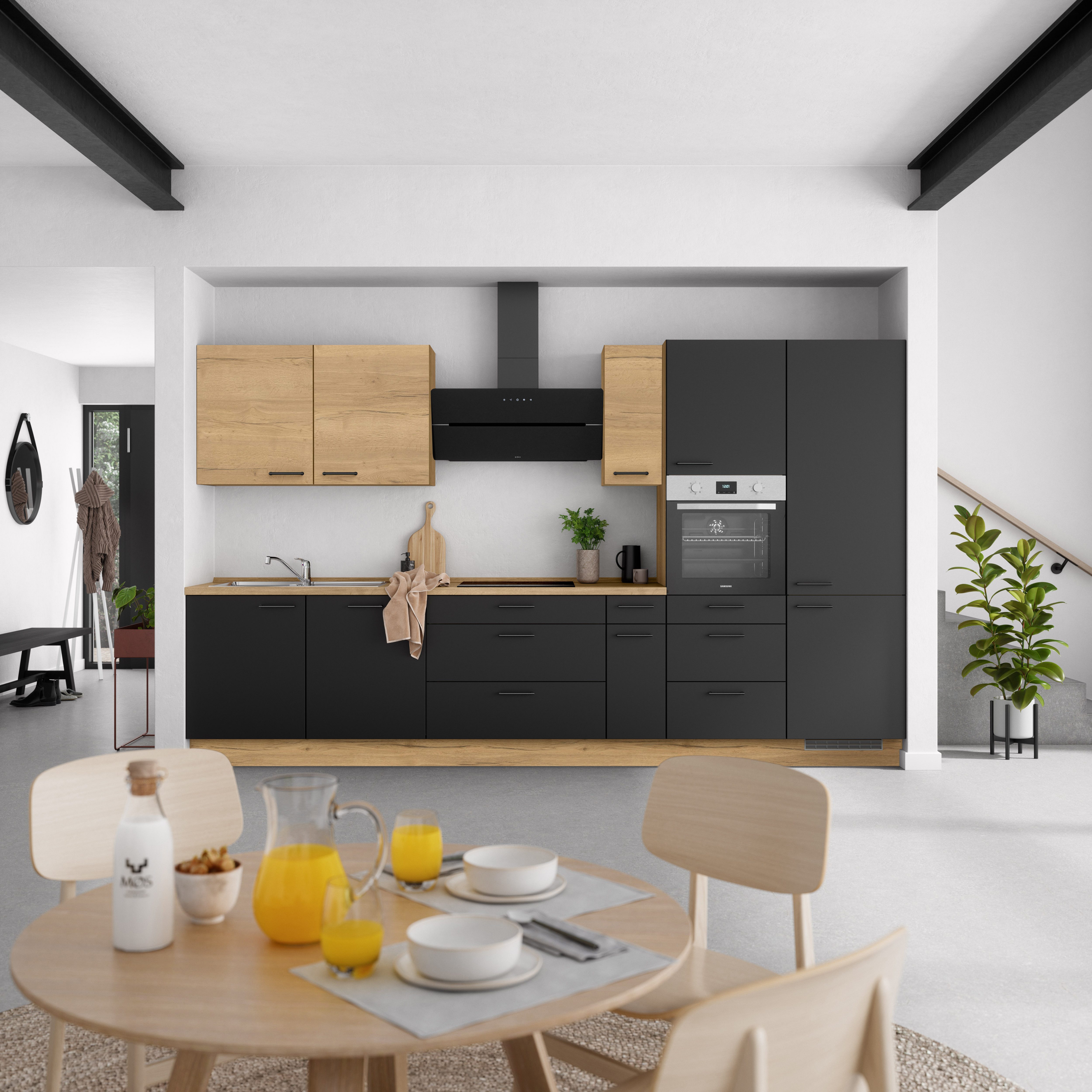 nobilia® Küchenzeile "MIAMI", NEU: individuell anpassbar mit gratis Profi-Beratung, vormontiert, Breite 360 cm, Ausrichtung wählbar, wahlw. mit E-Geräten
