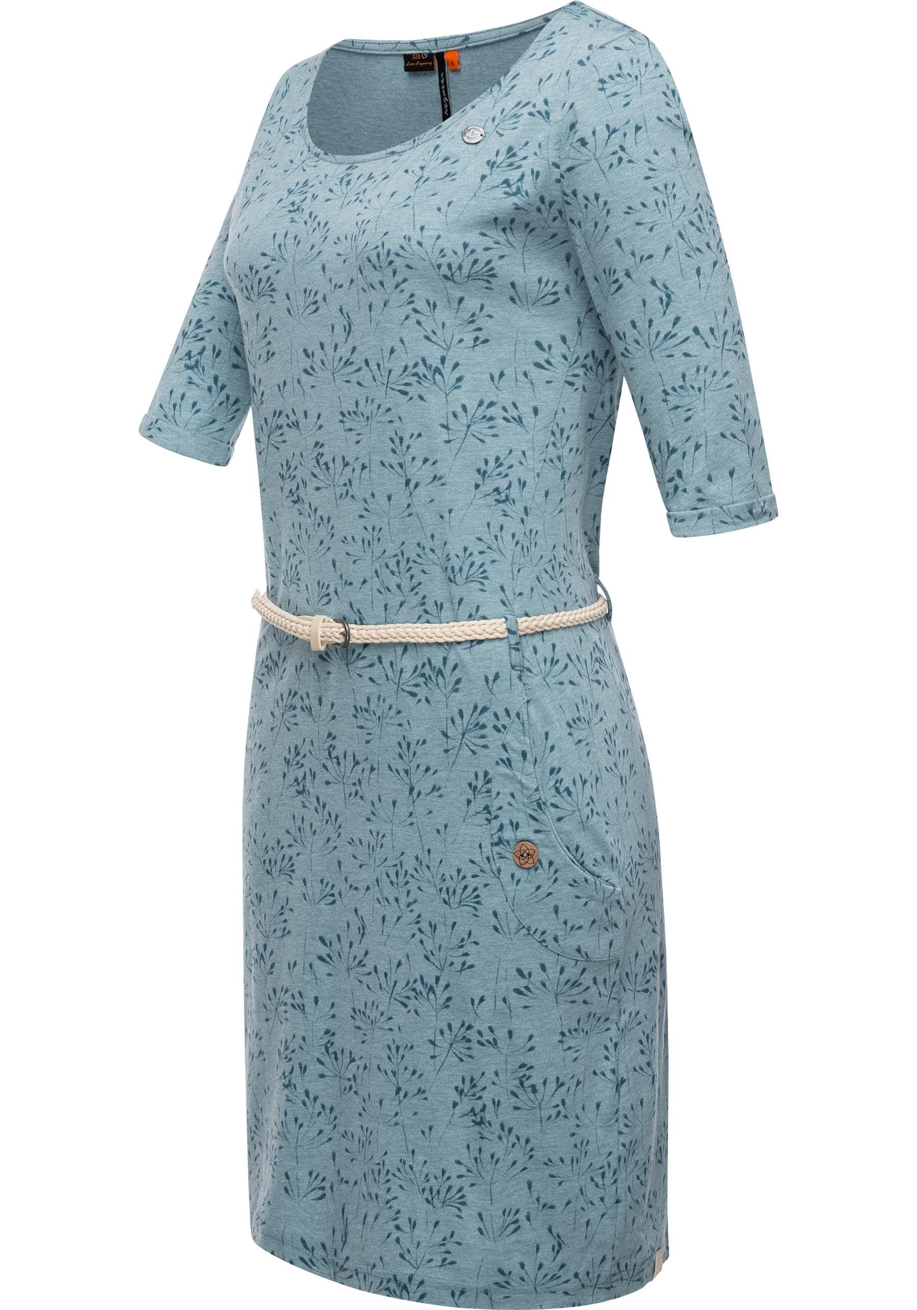 Ragwear Jerseykleid Tannya Flowery (2-tlg) stylisches Halbarm Shirtkleid mit Gürtel