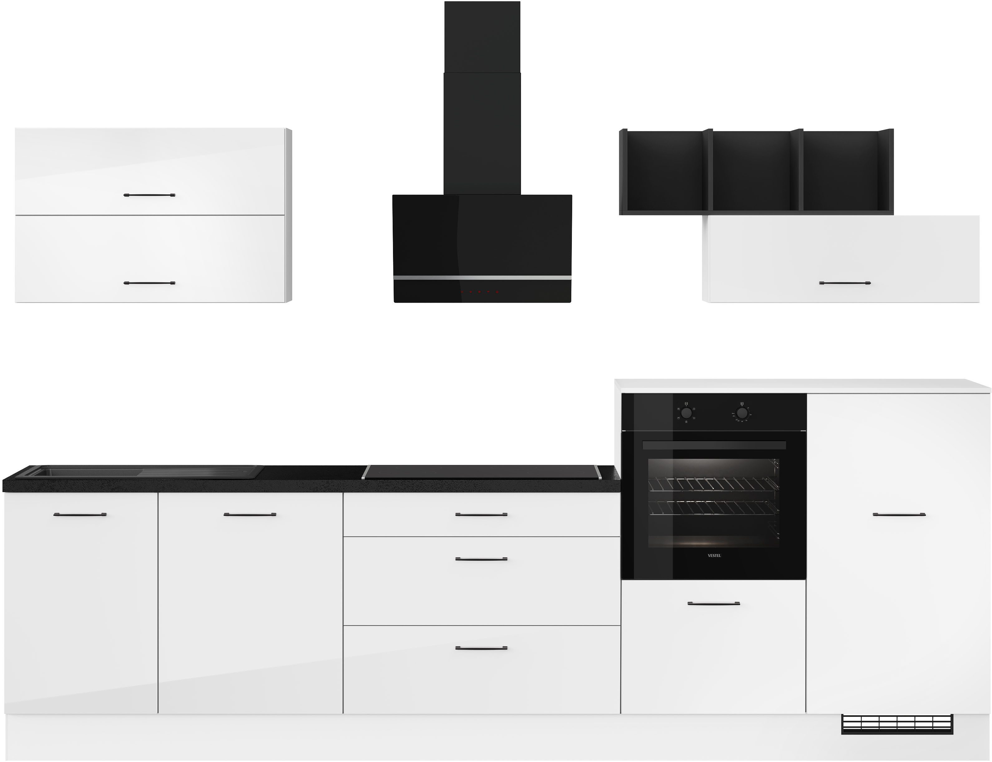 IMPULS KÜCHEN Küchenzeile "New York", Schubkästen mit Soft-Close, wählbare Ausrichtung, Soft-Close-Schubkästen, Breite 320 cm