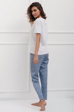 SNOOZE OFF Pyjama mit Schlafhose im Blumendesign (2 tlg., 1 Stück) und Rüschendetails