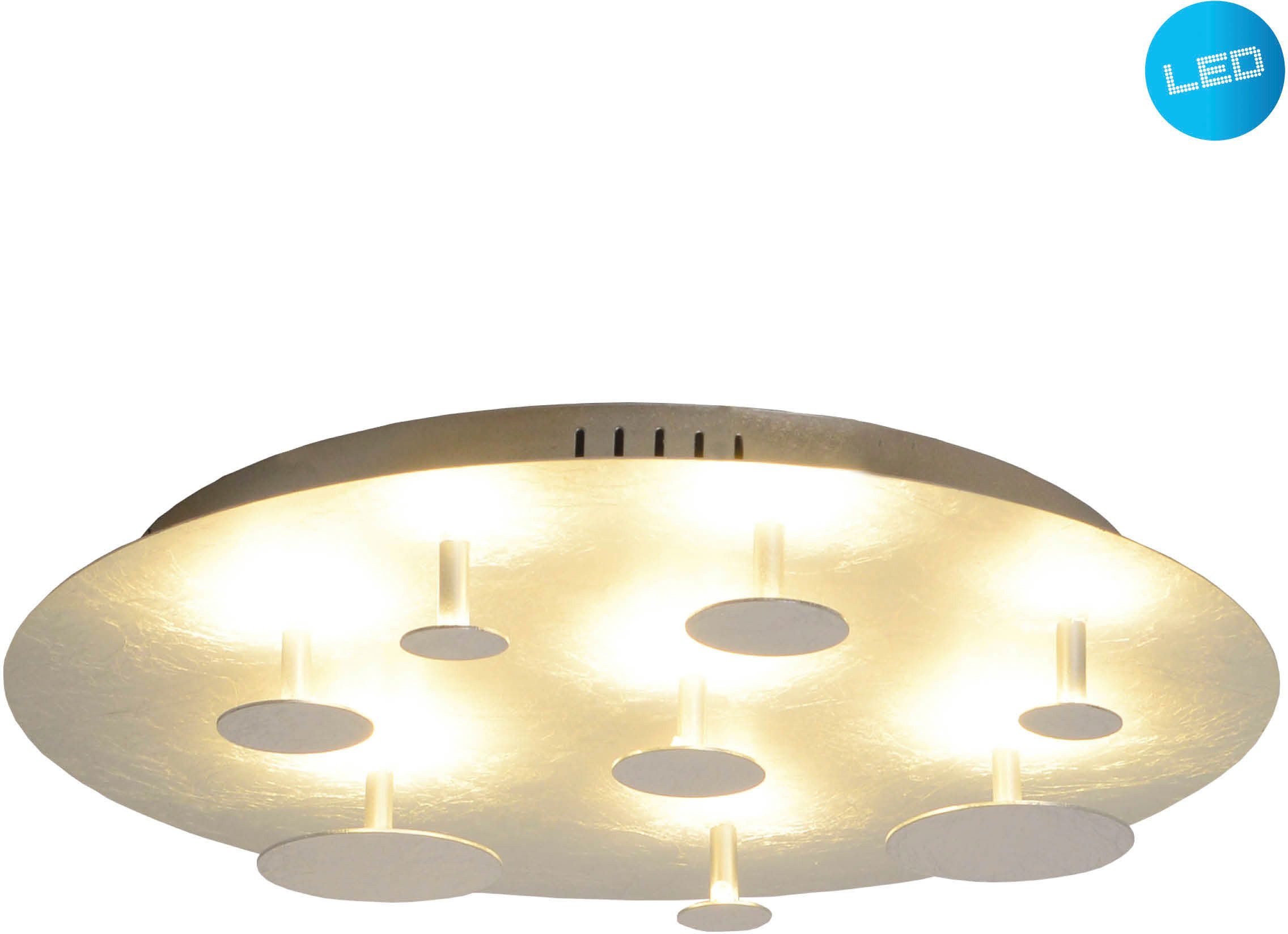 näve LED Deckenleuchte Firenze, LED fest integriert, Warmweiß, Durchmesser 50cm, warmweiße LED, hochwertig aus Metall in silber