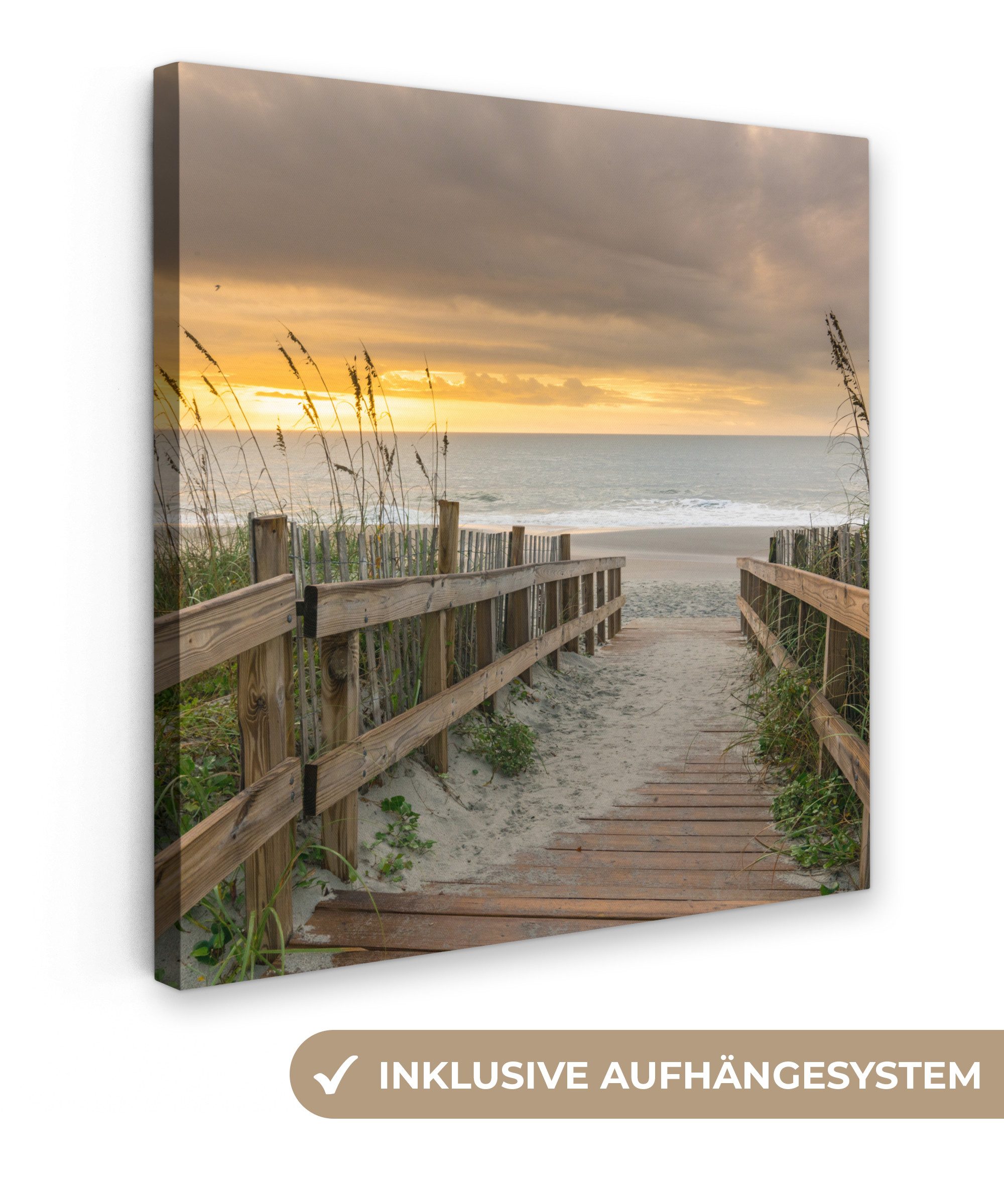 OneMillionCanvasses® Leinwandbild Strand - Meer - Düne - Weg, Fotodruck (1 St), Wandbild, Deko Schlafzimmer Wohnzimmer Flur 20x20 cm
