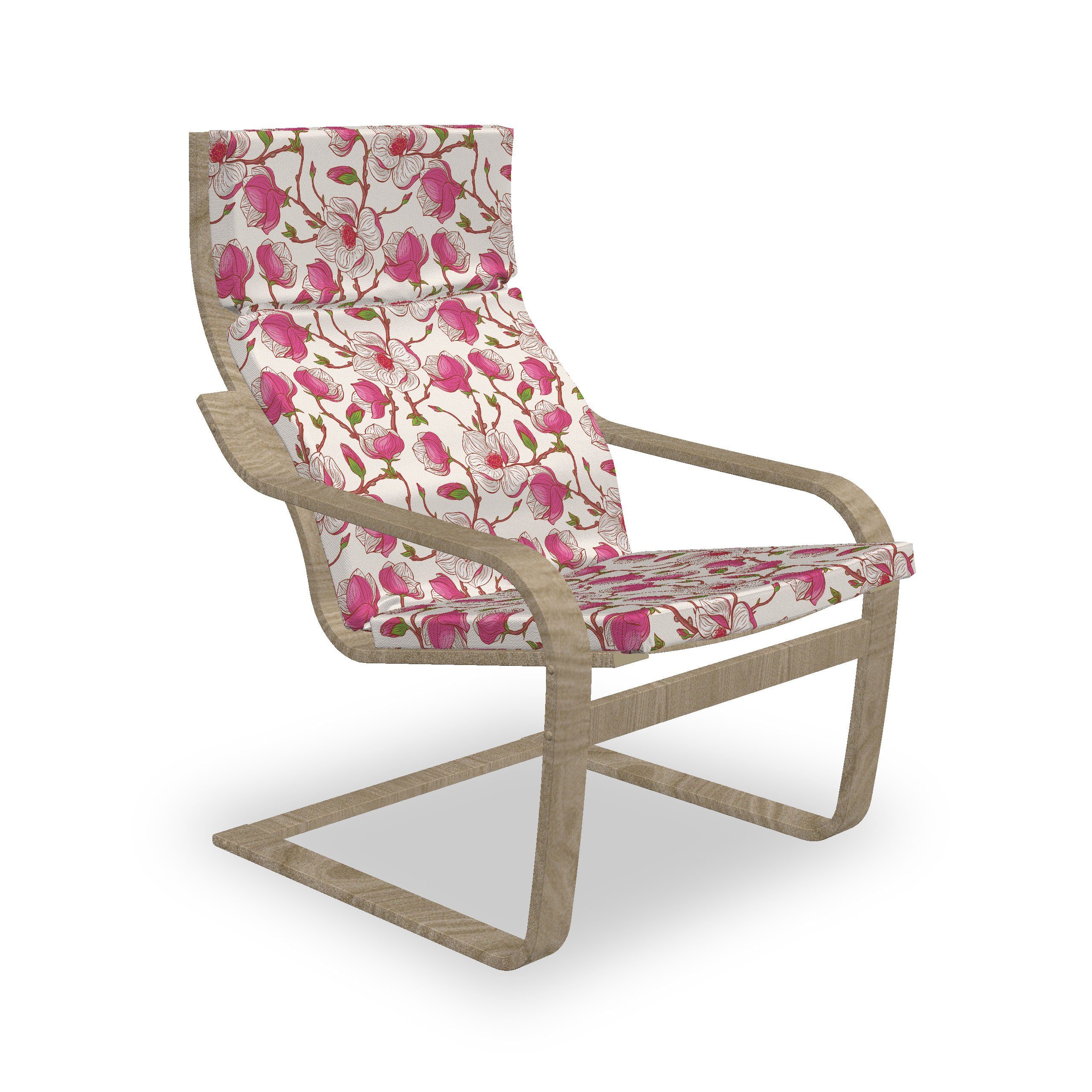 Sitzkissen Magnolia Hakenschlaufe Stuhlkissen Stuhlkissen und Reißverschluss, Blume mit Abakuhaus mit Garden Pink