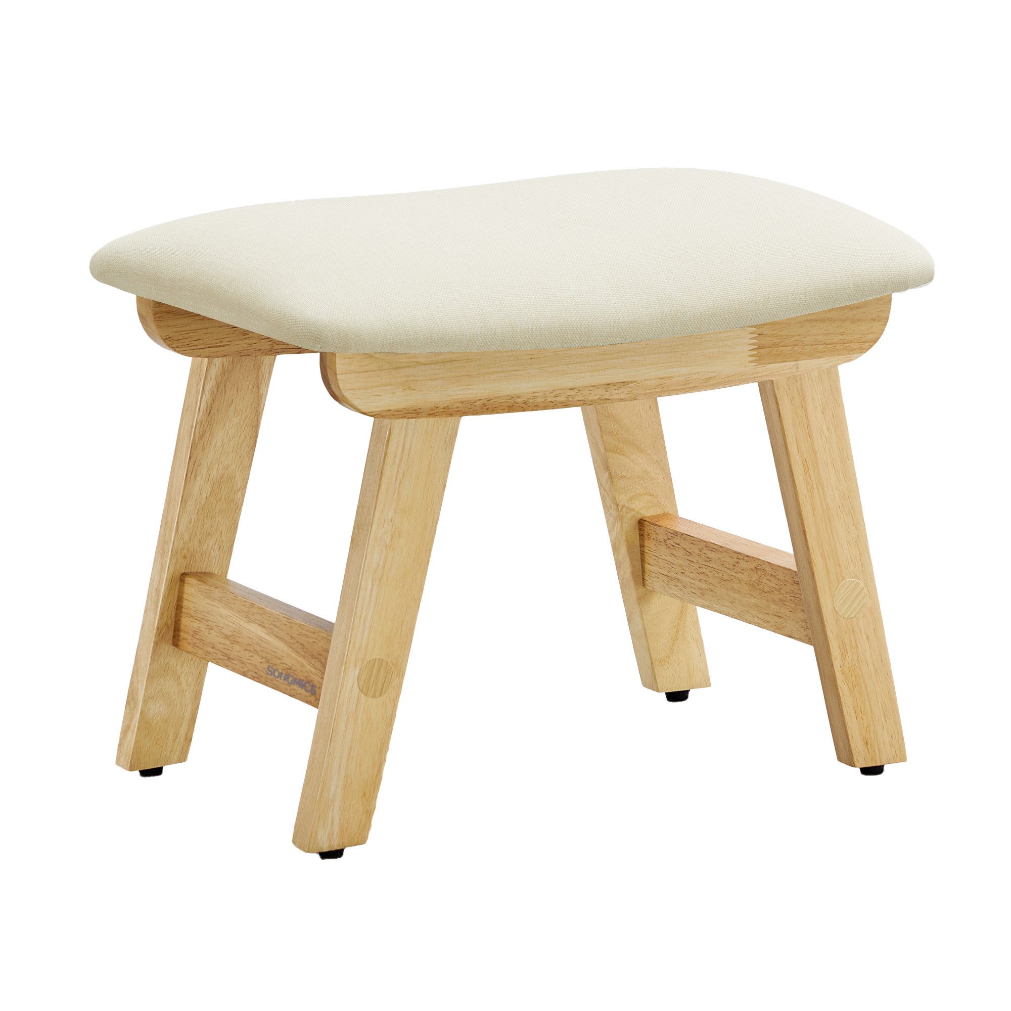 SONGMICS Sitzhocker Fußhocker Holzbank mit Waschbarem Bezug, 39,1 x 24,9 x 30 cm, für Flur, ohne Lehne, für Sessel, Bettbank