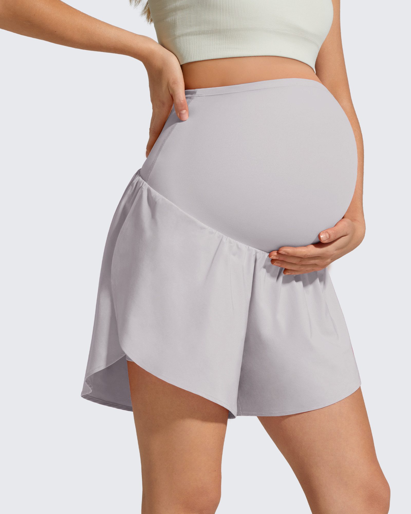 G4Free Umstandsshorts Damen Schwangerschafts-Sportshorts, High Waist Yoga Shorts Chillwhisp Umstandsshorts für Damen, Schwangerschaftsrock mit Tasche