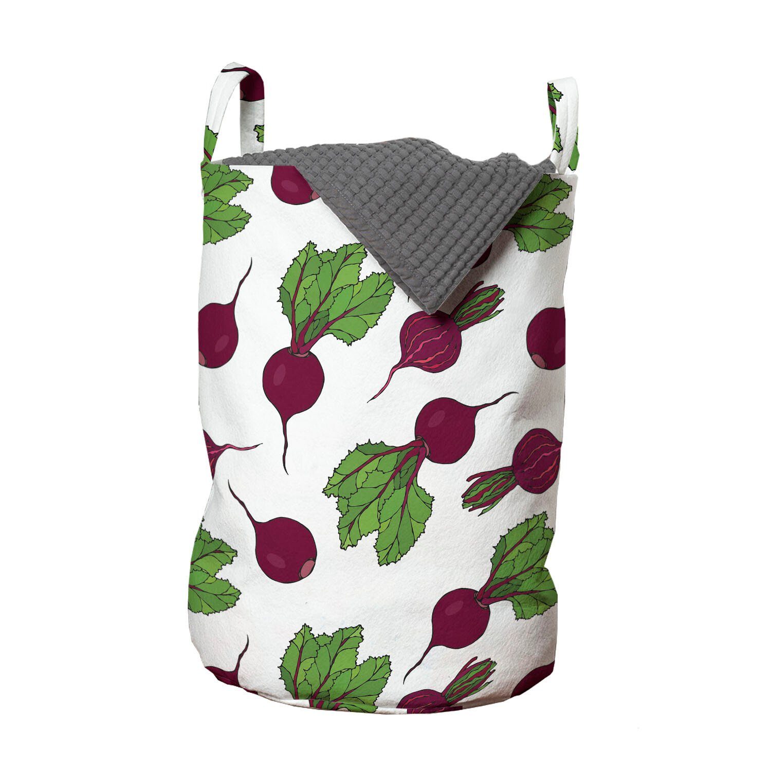 Abakuhaus Wäschesäckchen Wäschekorb mit Griffen Kordelzugverschluss für Waschsalons, Gemüse Ganze und halbierte Beets | Wäschesäcke