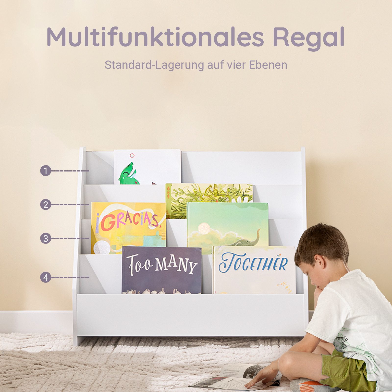 SoBuy Kinderregal KMB32-K, Spielzeugtruhe Büchergestell Hängefächerregal Ki günstig online kaufen