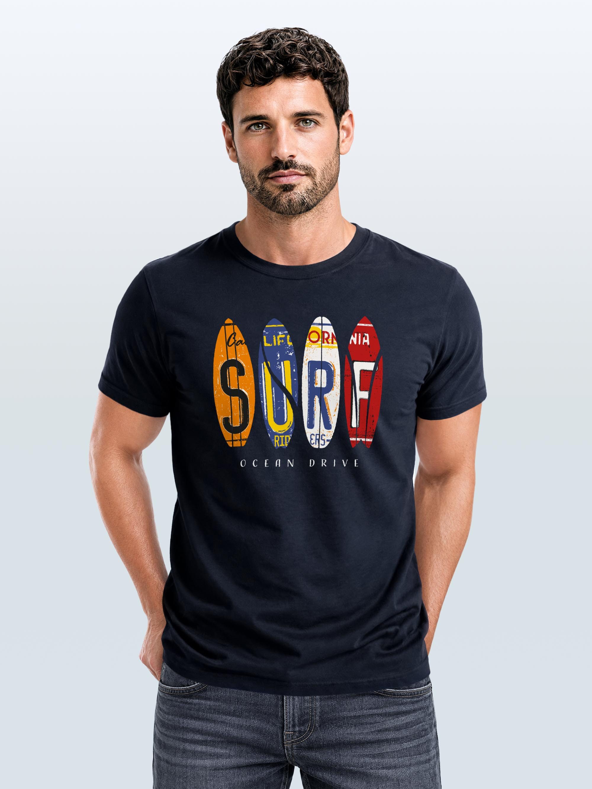 Neverless Print-Shirt Herren T-Shirt Print Surfboards California Surfing Ocean Drive Sommer mit Print – Bild 3 von 5