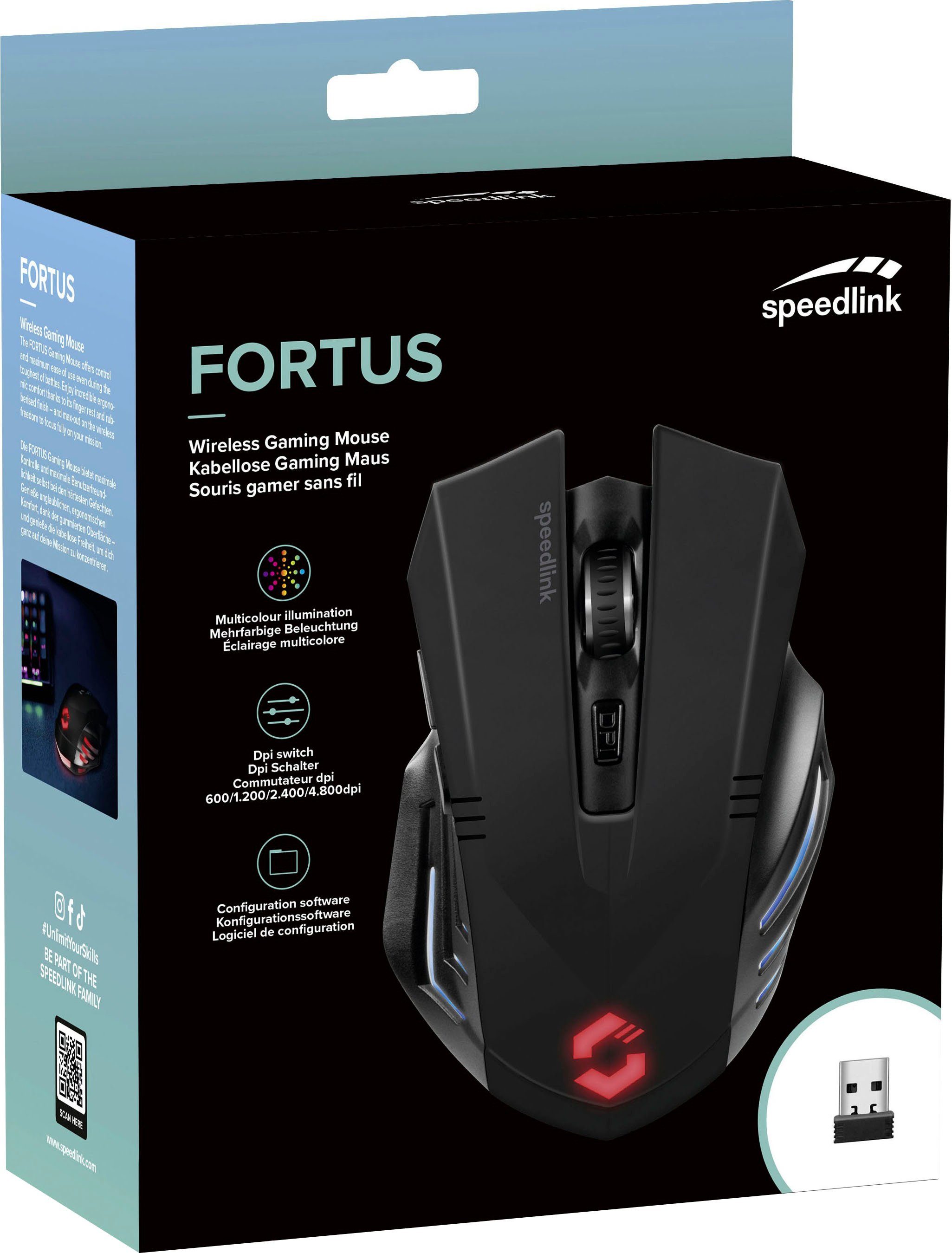 rot FORTUS schwarz (Funk) Wireless Gaming-Maus Speedlink