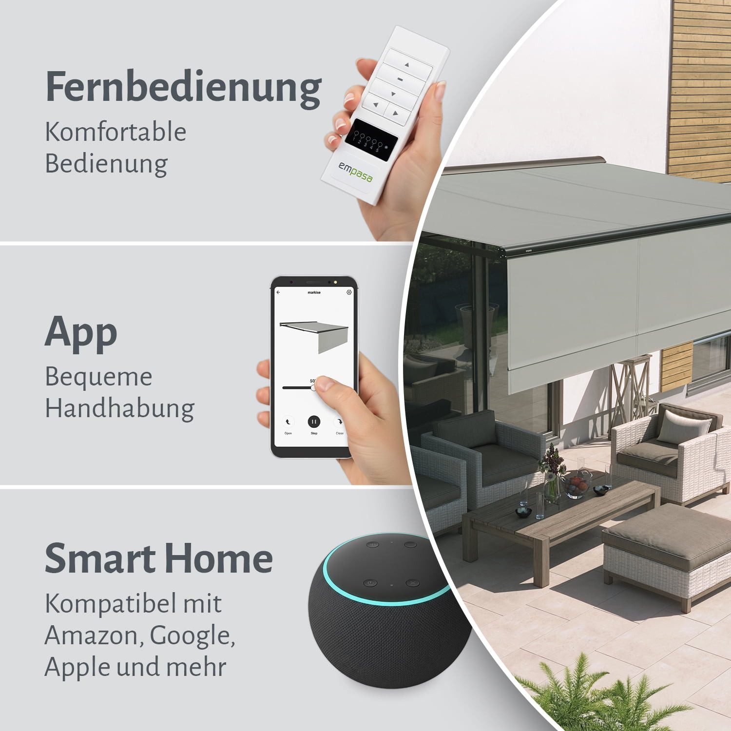 empasa Kassettenmarkise "EXPERT PLUS" Markise Vollkassettenmarkise elektrisch mit Wifi-Motor