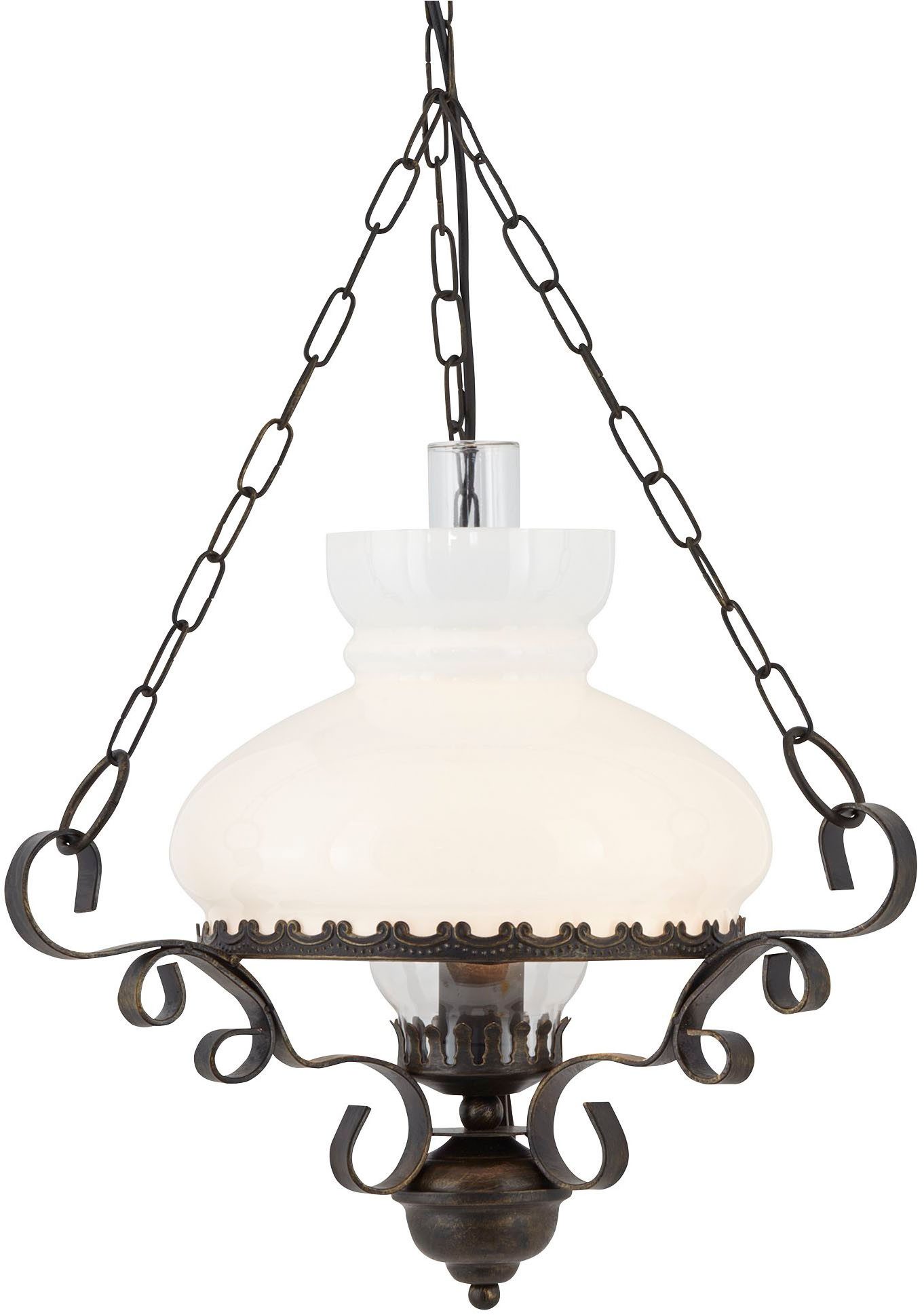 Searchlight Hängeleuchte Oil Pendant - Rust Metal & Clear & Opal Glass, Leuchtmittel wechselbar