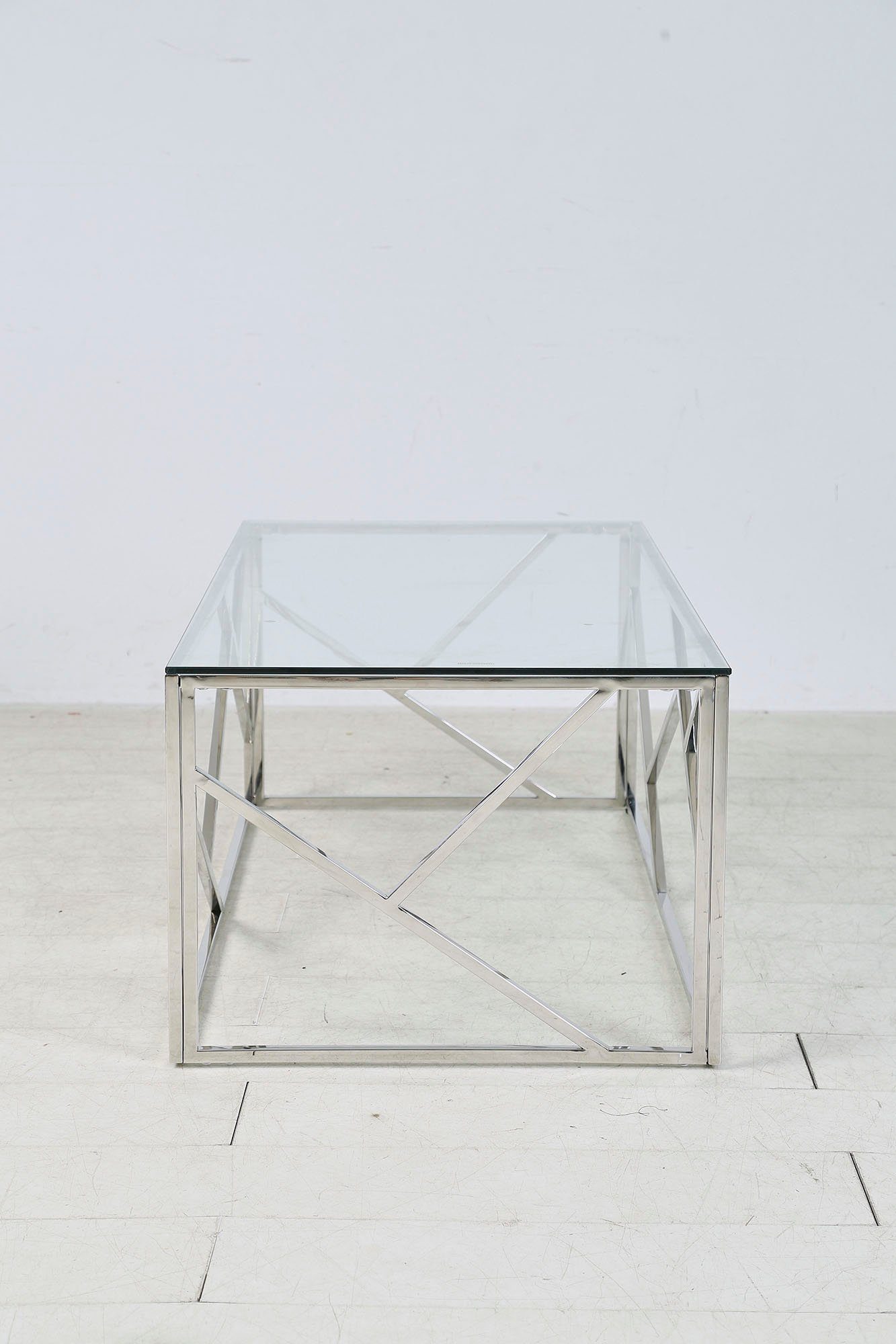 SalesFever Couchtisch Glastisch mit stilvoller Eleganz, Edelstahlgestell: Robust, rostfrei und stilvoll
