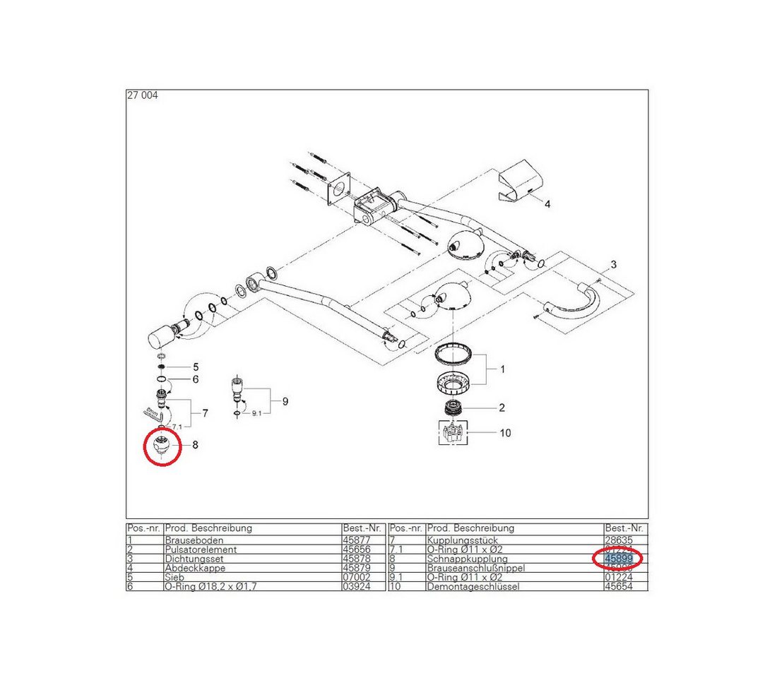 Thumbnail - Grohe Brausegarnitur Schnappkupplung 45899000 für Freehander-Duschsystem