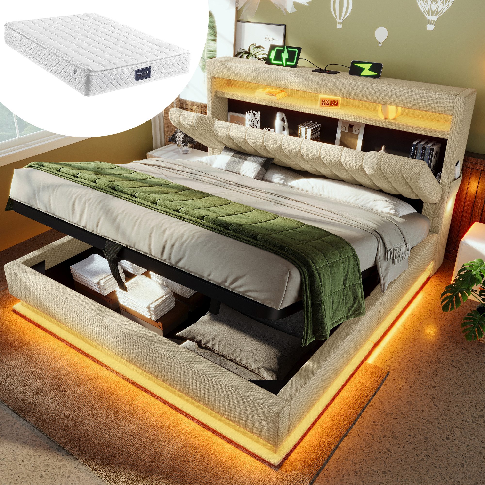 HAUSS SPOLE Polsterbett 160x200 mit USB- günstig online kaufen