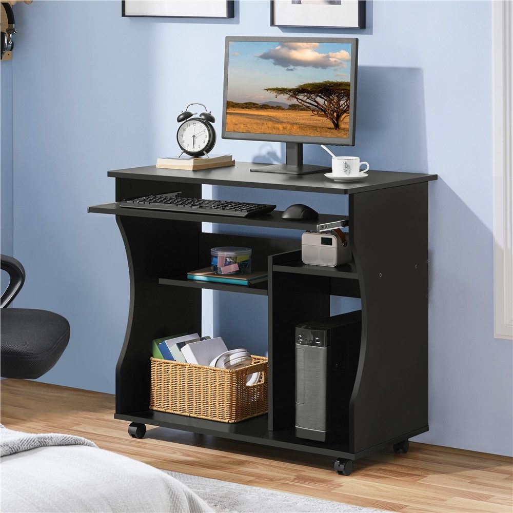 Yaheetech Schreibtisch Computertisch auf Rollen, Arbeitstisch mit Tastatura günstig online kaufen