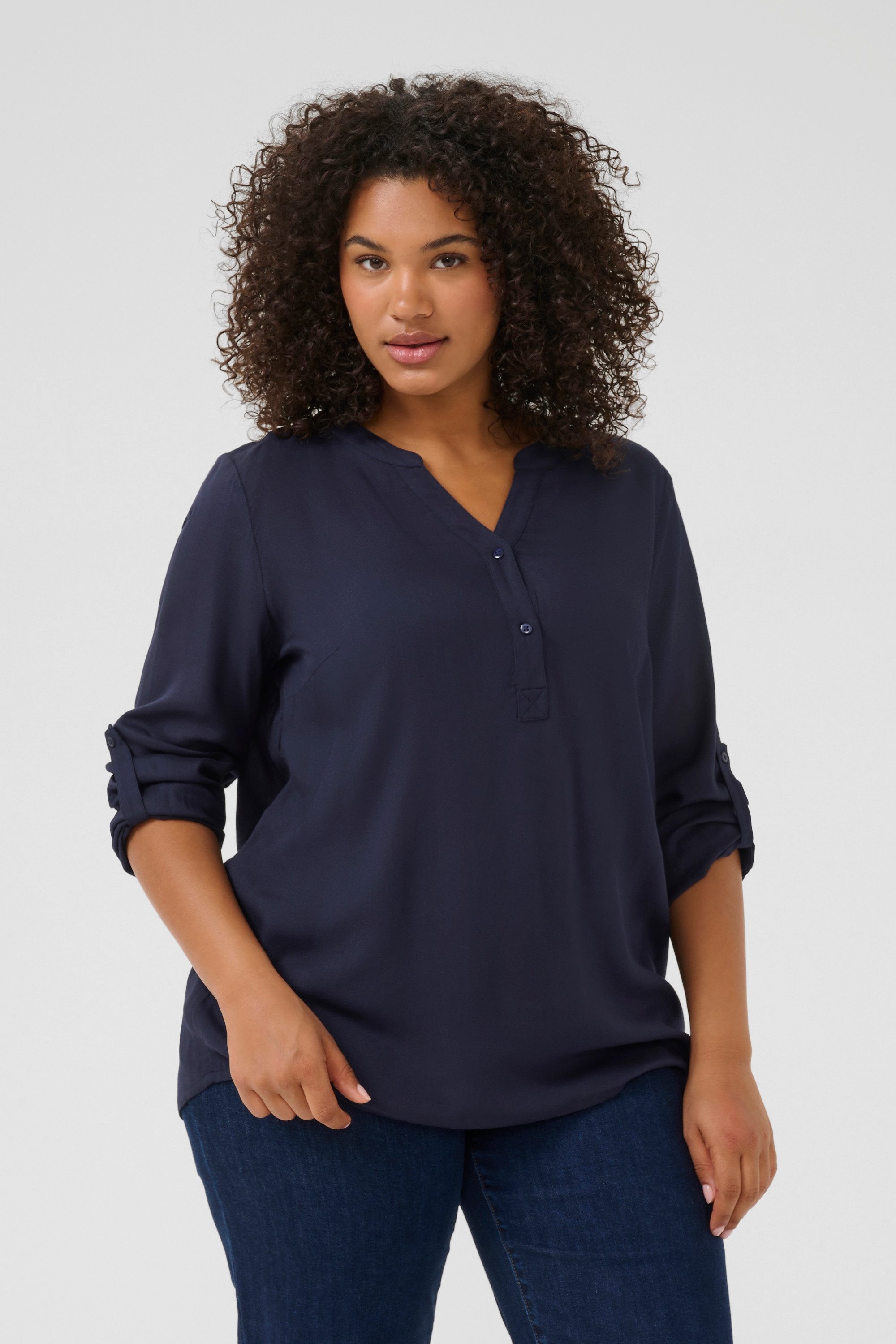 KAFFE Curve Langarmbluse Langarm-Bluse KCsida Große günstig online kaufen