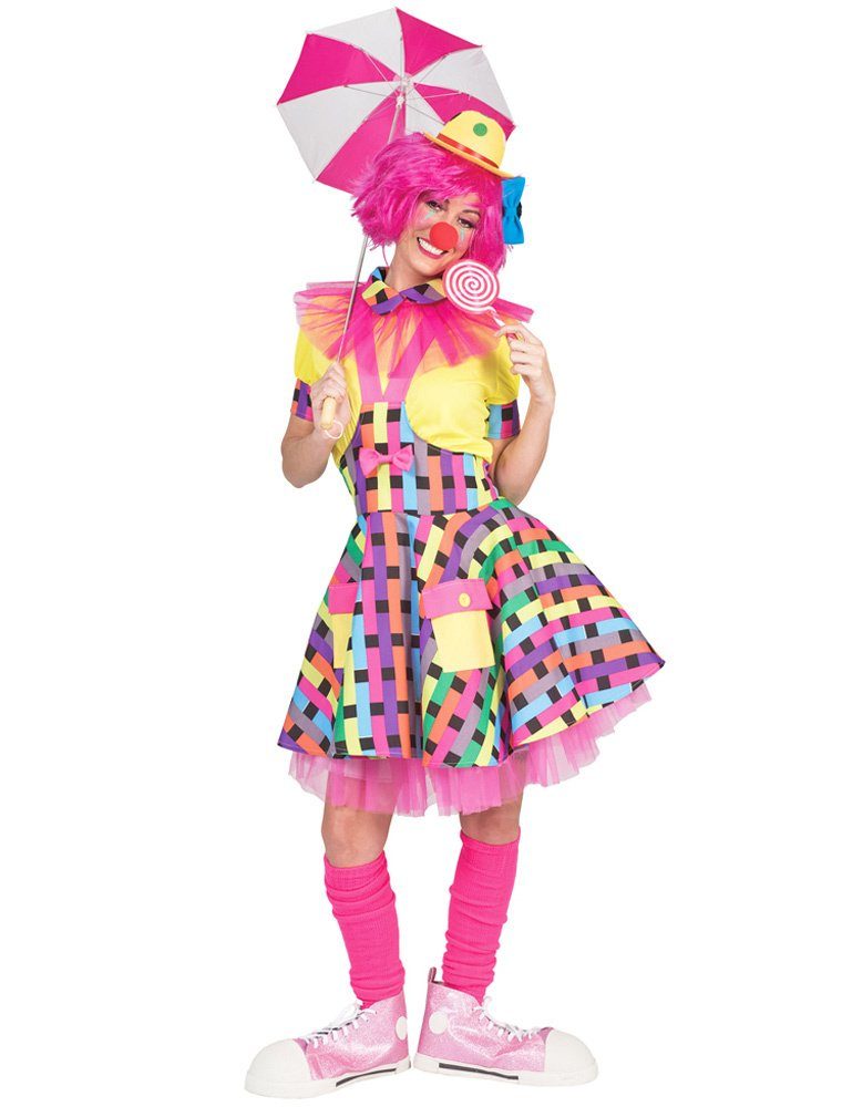 Funny Fashion Clown-Kostüm »Clown Flicka Kostüm für Damen - Kunterbuntes  Karnevalkostüm Verkleidung Kleid Mottoparty Kindergeburtstag«