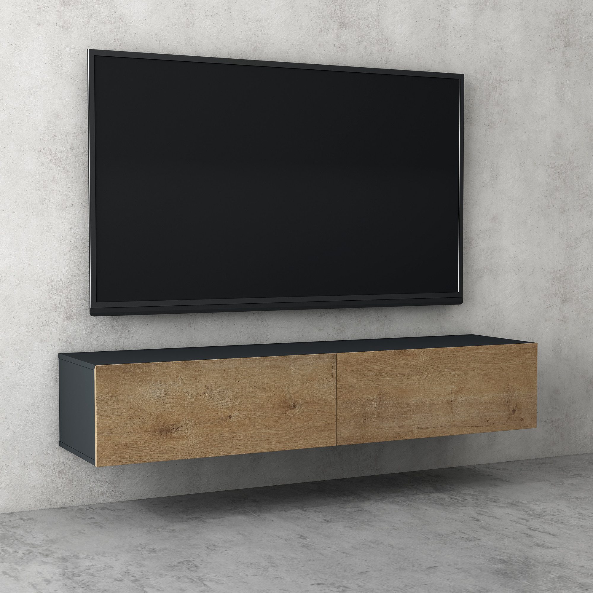 doporro TV-Board TV-schrank Fernsehschrank Low-Board TV-Tisch Wand-hängend F02