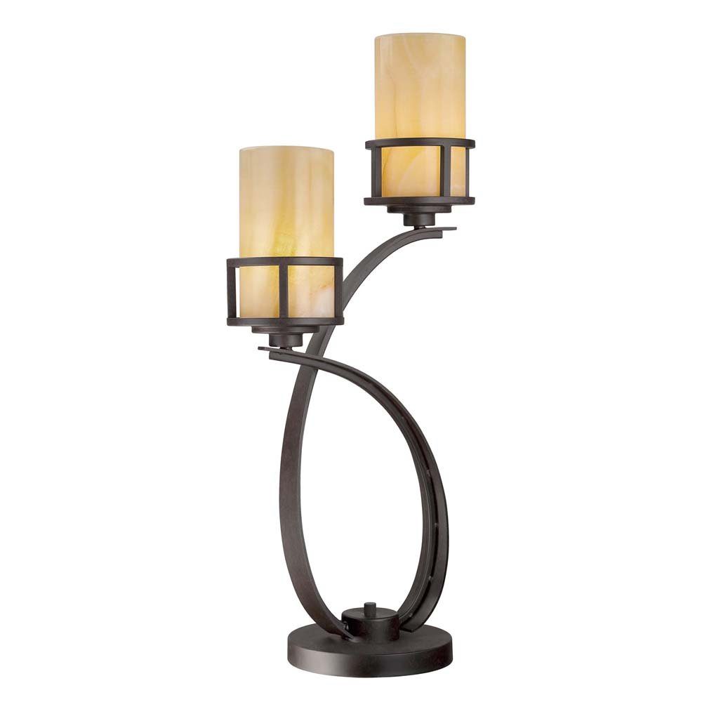 etc-shop LED Tischleuchte, Leuchtmittel nicht inklusive, Tischleuchte Beistelllampe Wohnzimmerlampe Eisen Onyx Bronze H 76,2 cm