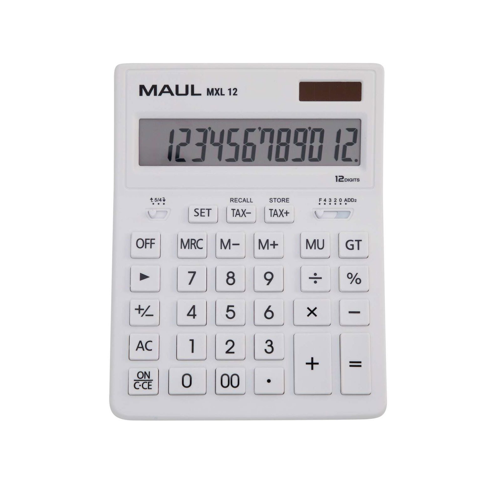 MAUL Taschenrechner MAUL Tischrechner MXL 12 Solar Batterie 1-zeilig, 12 Ziffern weiß