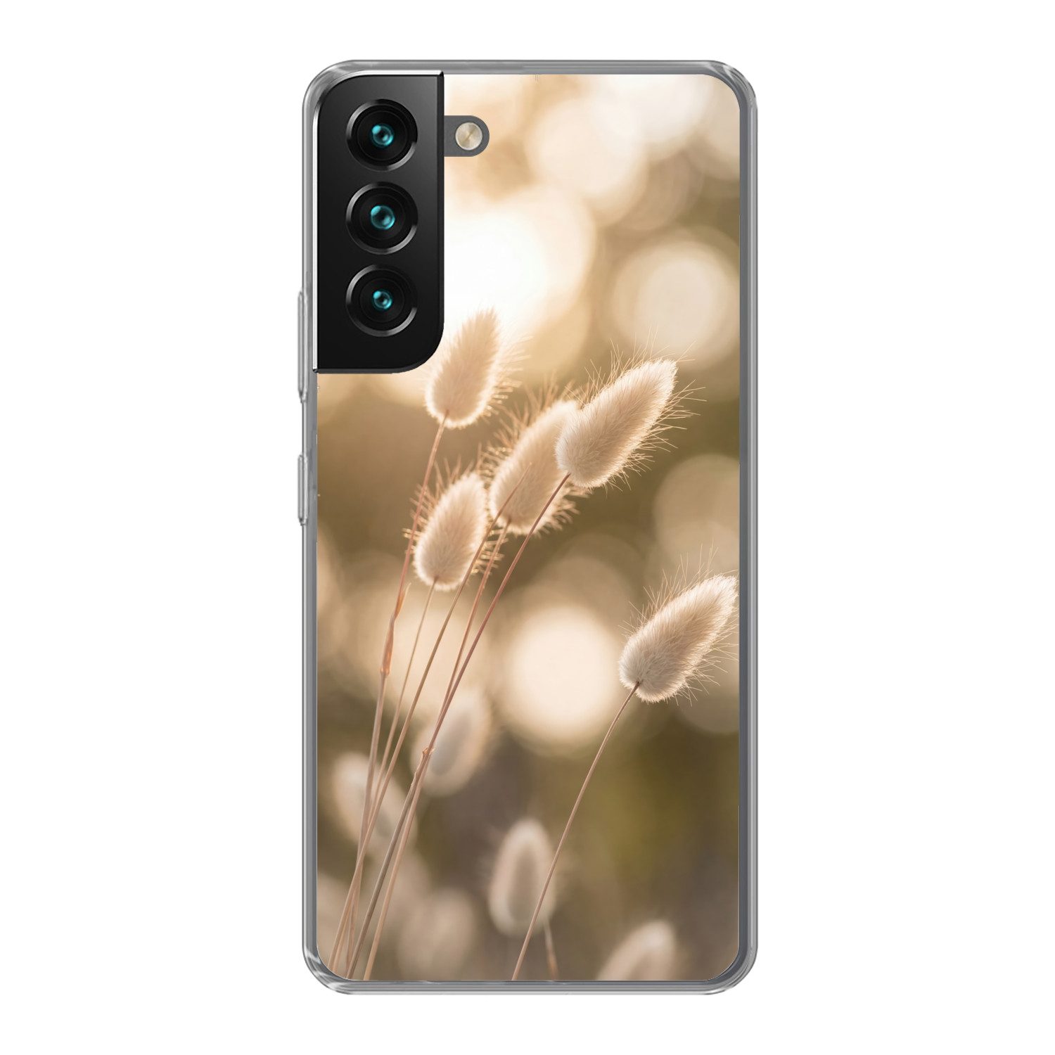 MuchoWow Handyhülle für Samsung Galaxy S22 Haselschwanzgras - Weiß - Sonnenlicht, Phone Case, Silikon, Schutzhülle Dünn