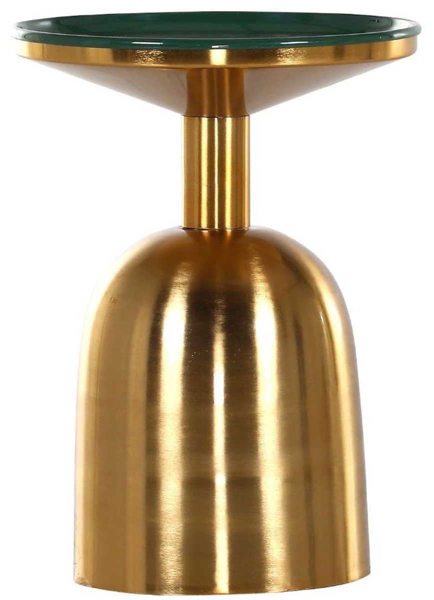 Casa Padrino Beistelltisch Luxus Beistelltisch Grün / Gold Ø 38 x H. 52 cm - Runder emaillierter und galvanisierter Metall Tisch - Möbel