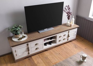 Massivmoebel24 TV-Board Mango 220x45x55 weiß lackiert TOULOUSE #109