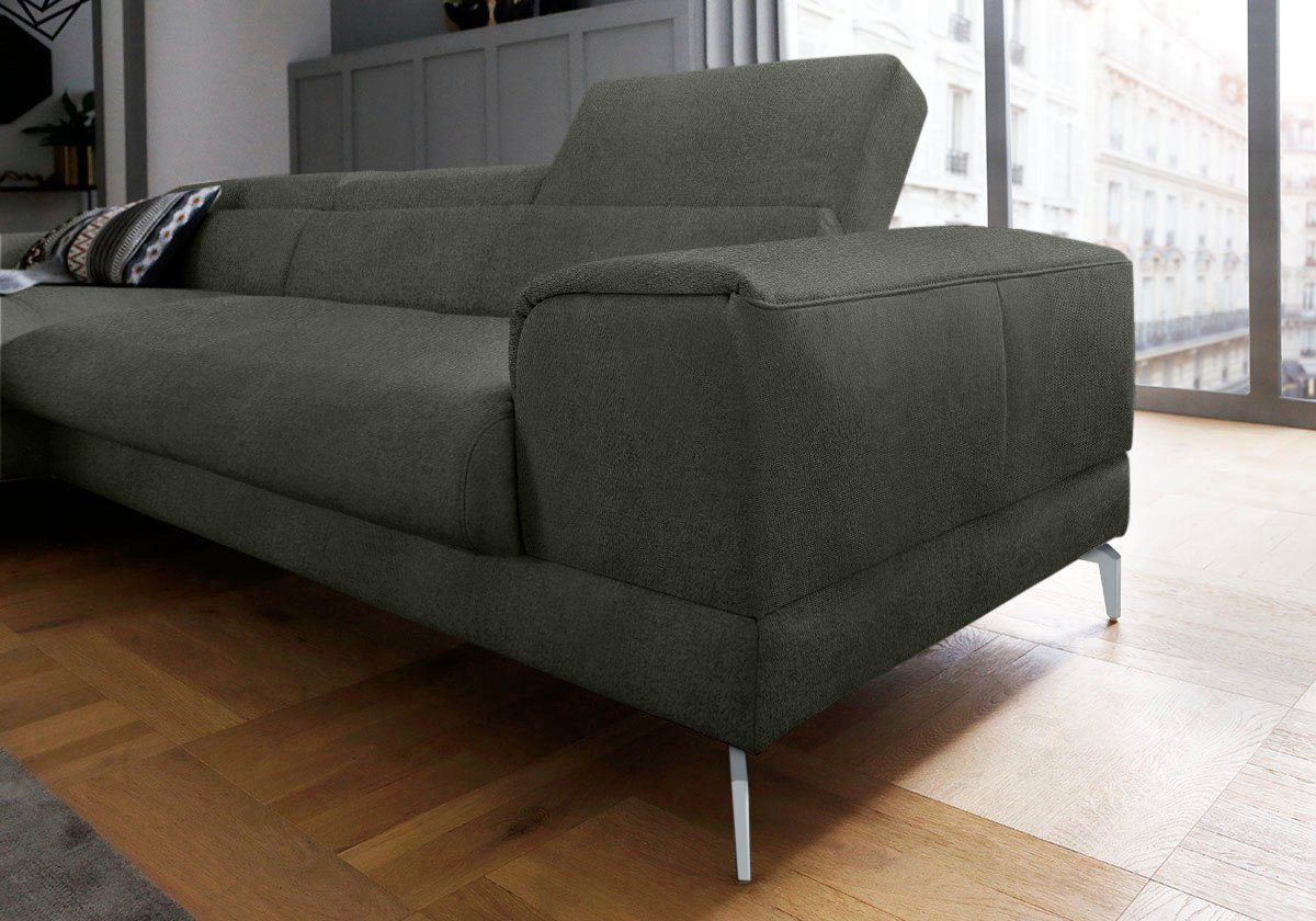 W.SCHILLIG Sitztiefenverstellung, 303cm Ecksofa mit wahlweise Breite piedroo, Kopfteilverstellung,