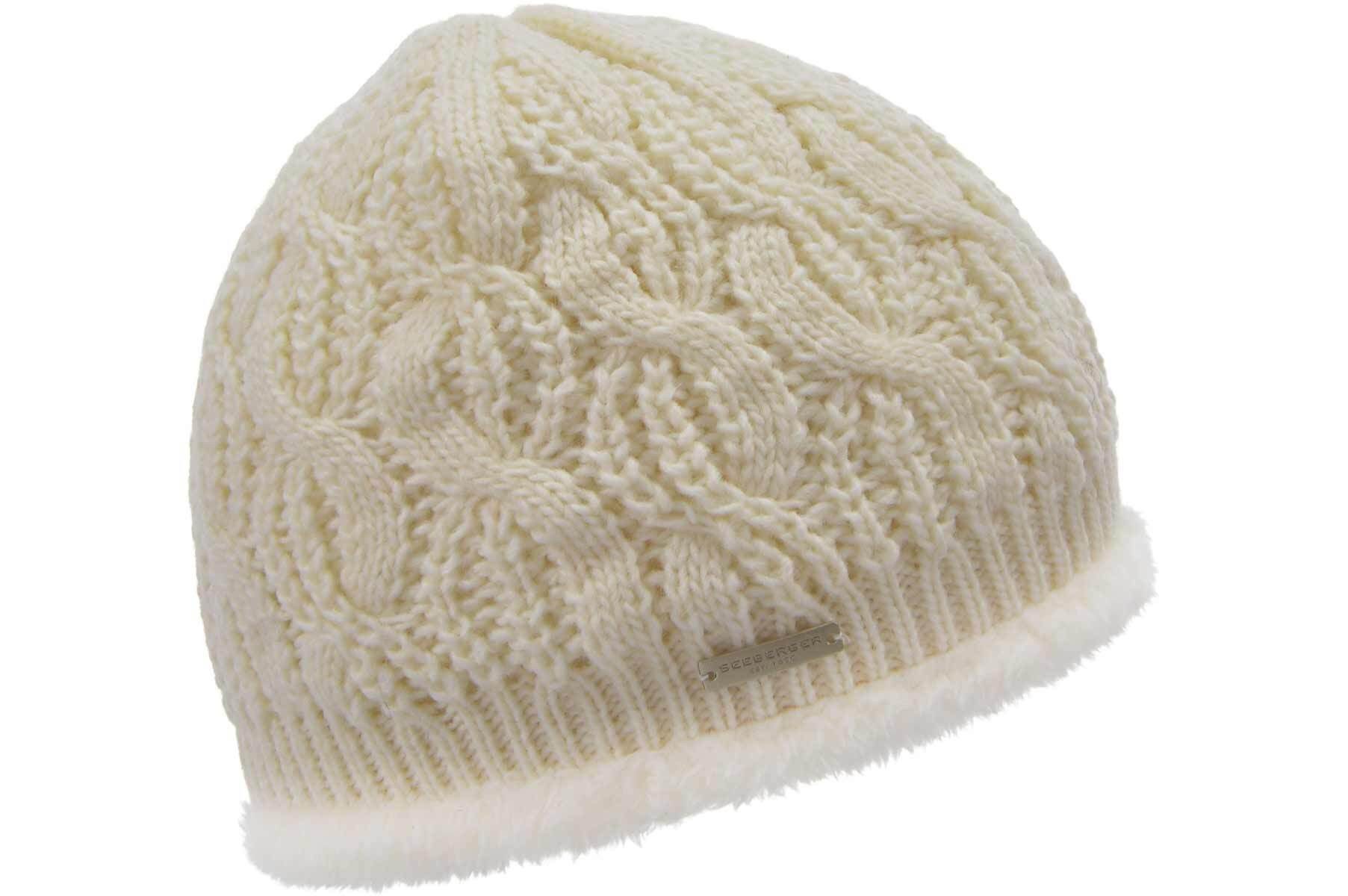 Seeberger Strickmütze Strickmütze mit Kunstfell Futter und Zopfmuster 19617 günstig online kaufen