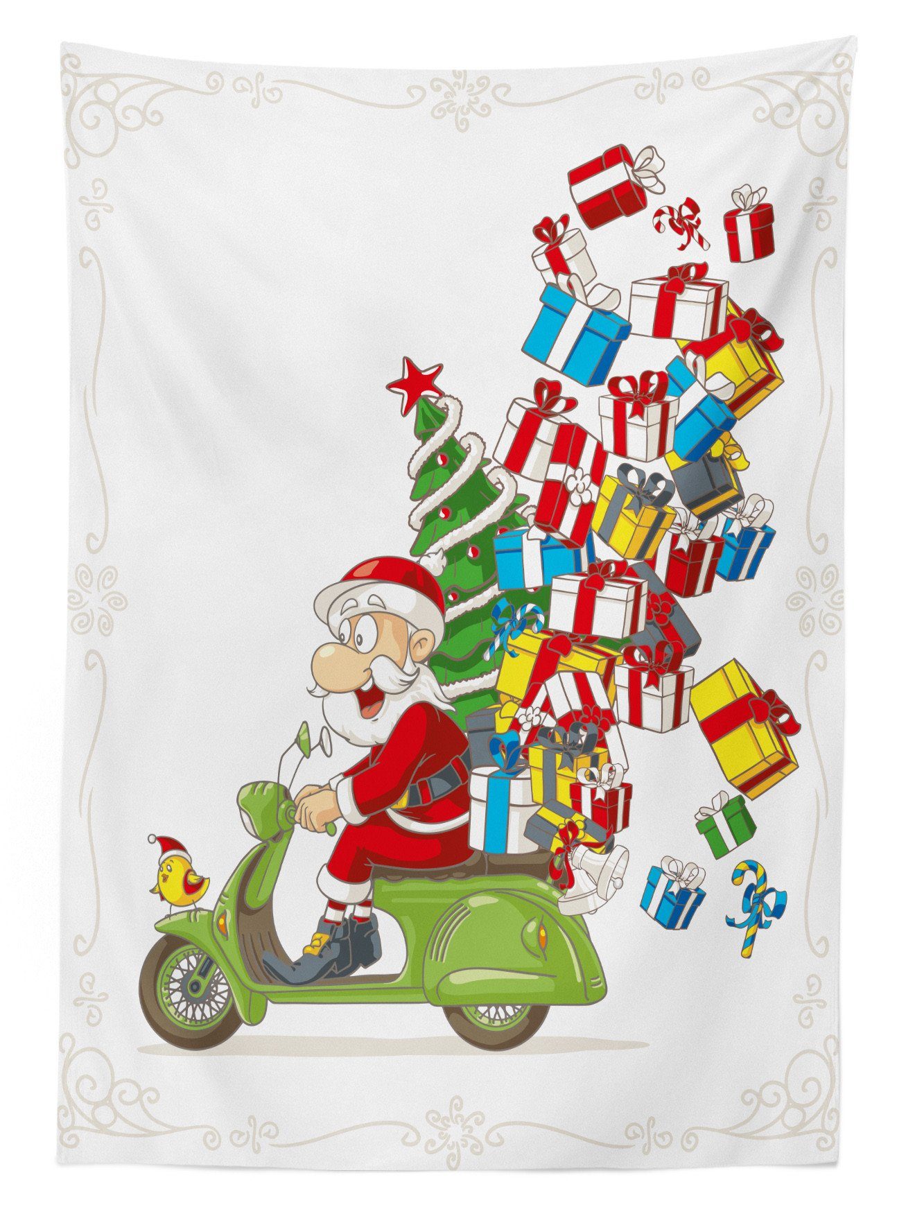 Tischdecke Waschbar Sankt Außen Für den auf Abakuhaus Farben, Bereich Motorrad geeignet Farbfest Klare Weihnachten