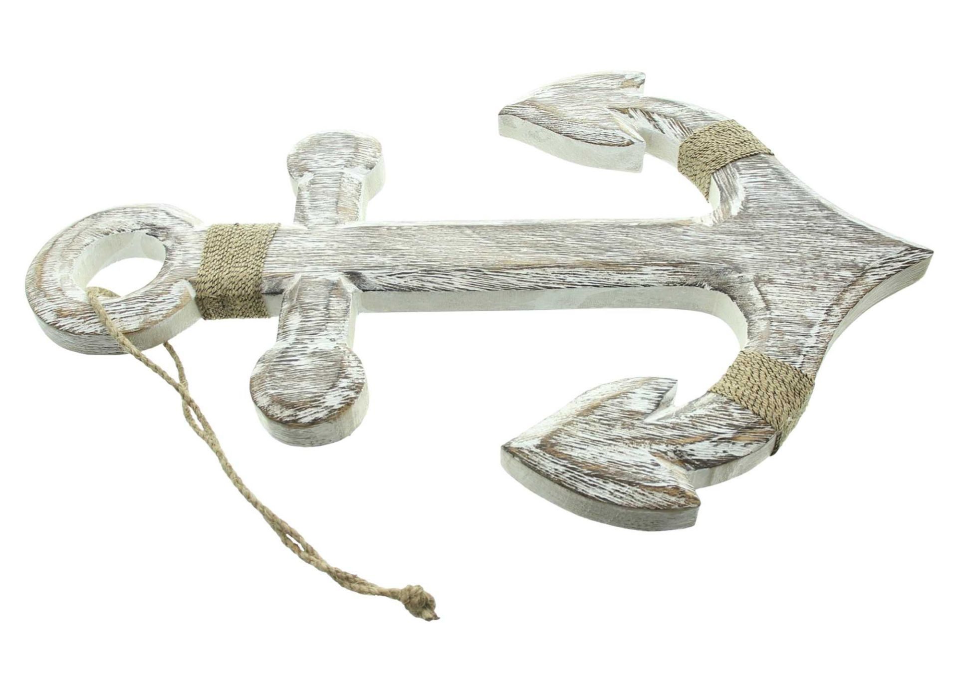 Home-trends24.de Hängedekoration Hänger Anker Holz Deko maritim Wanddeko Bad Garten groß 48 cm