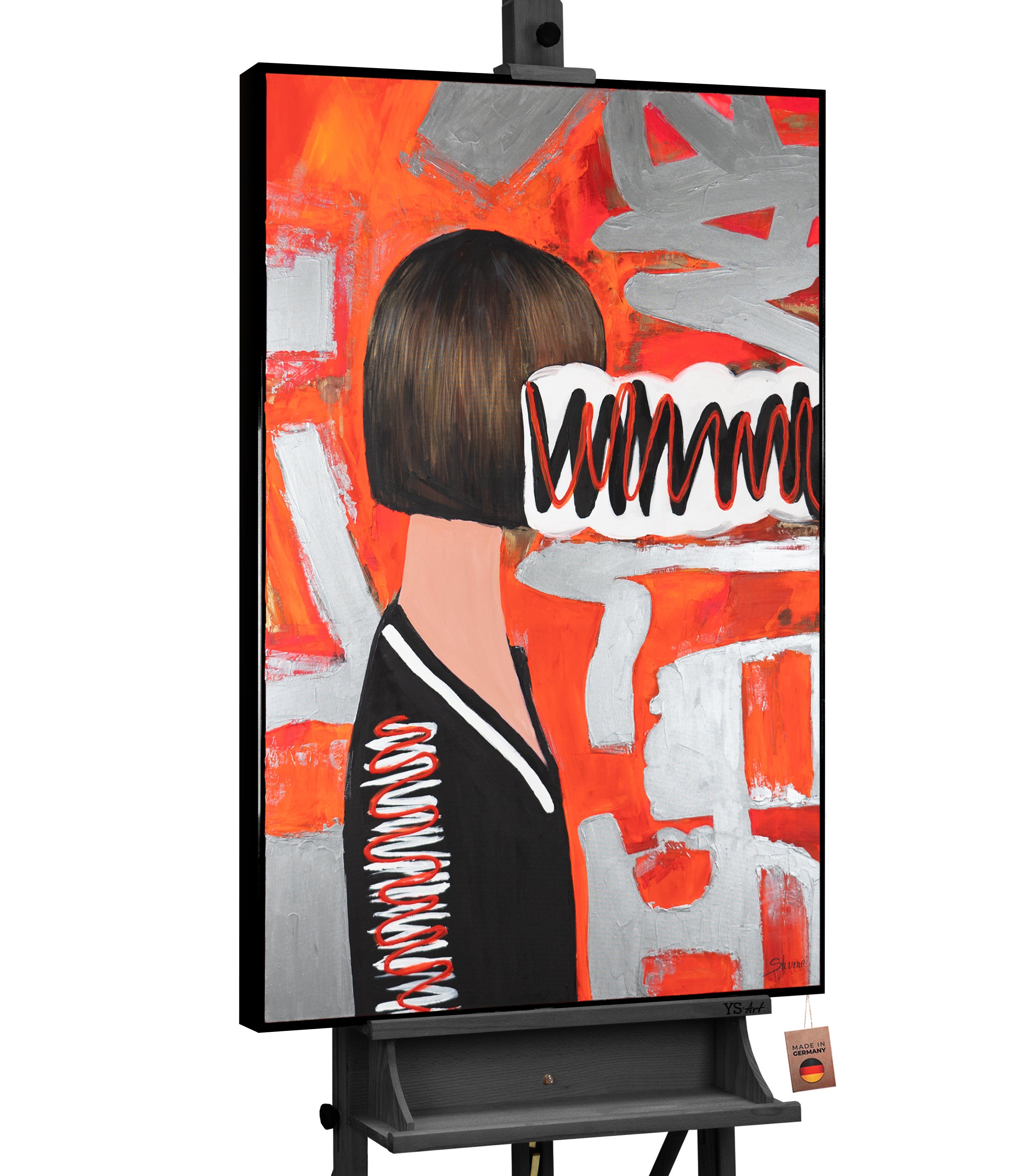 YS-Art Gemälde Abstrakte Emotion, Abstraktion Mit Rahmen in Schwarz