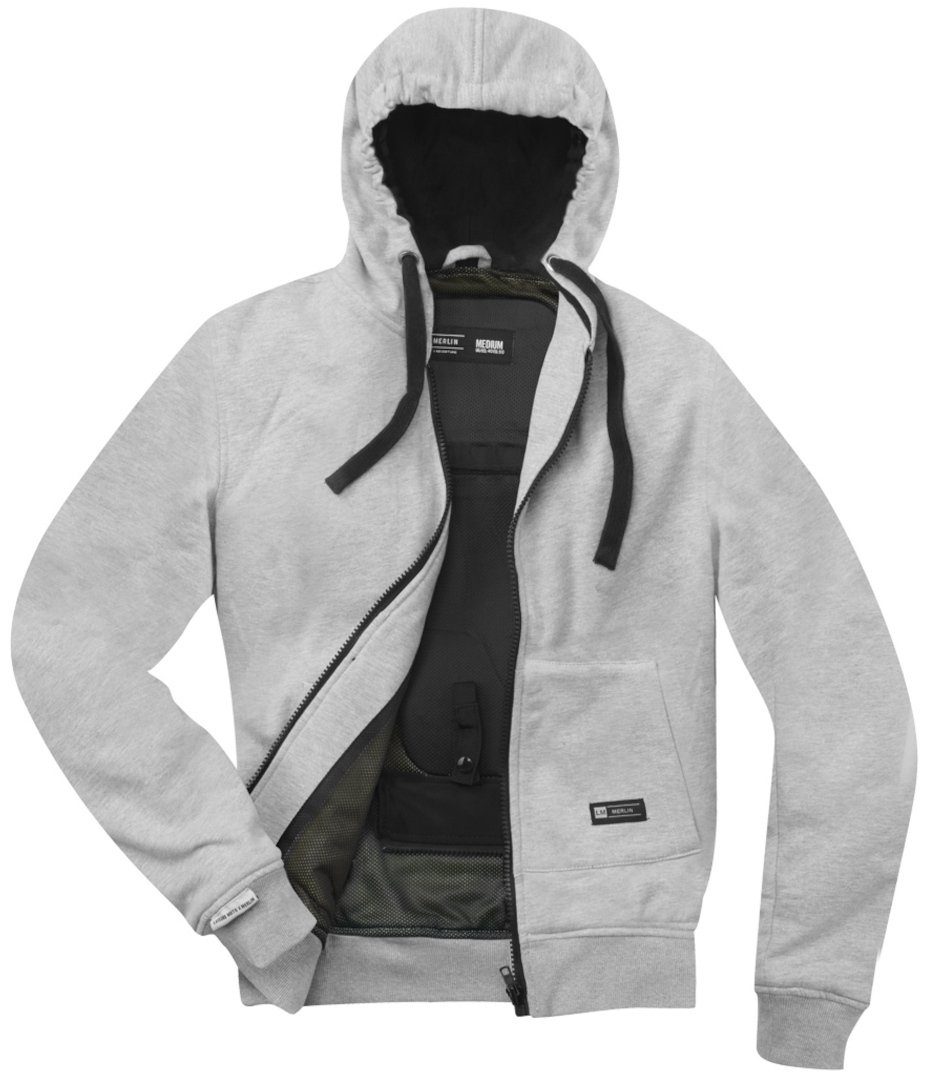 Grey Hamlin Merlin Light Motorrad Hoodie Jacke Zip Motorradjacke