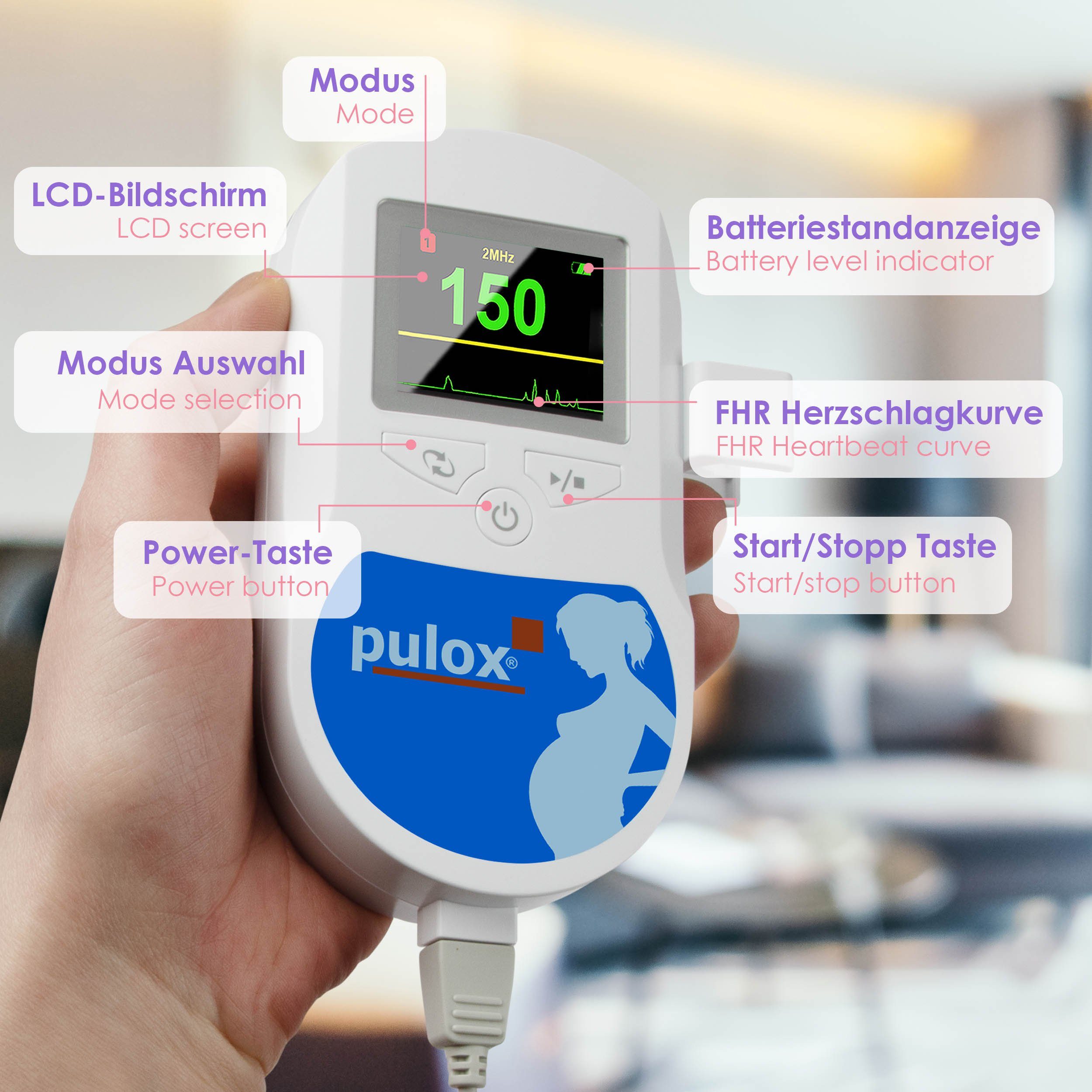 pulox Baby Monitor Sonotrax C - Ultrasound Fetal Doppler with Speaker & TFT Display