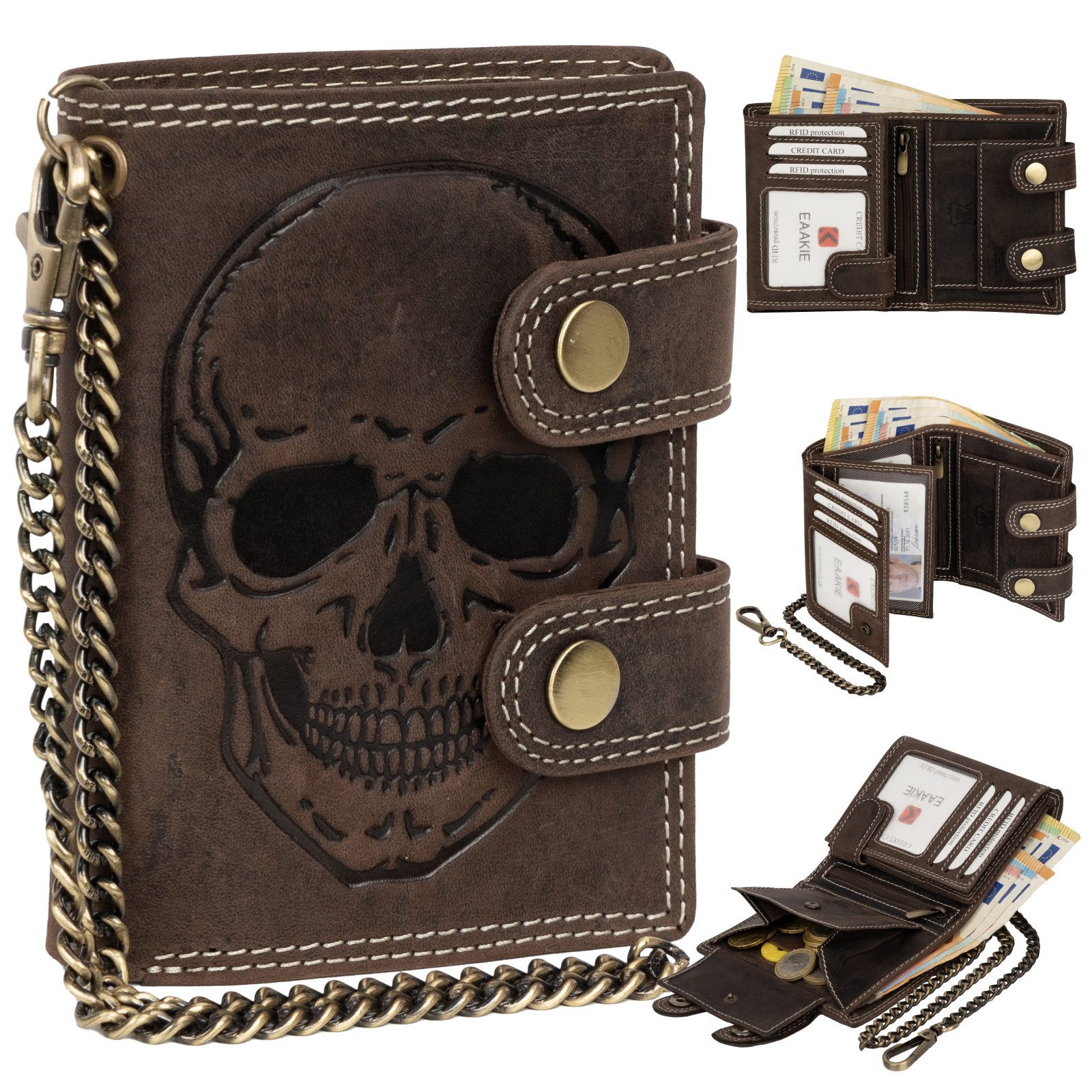 EAAKIE Geldbörse Leder Geldbörse Herren RFID Portemonnaie Echtleder Geldbör günstig online kaufen