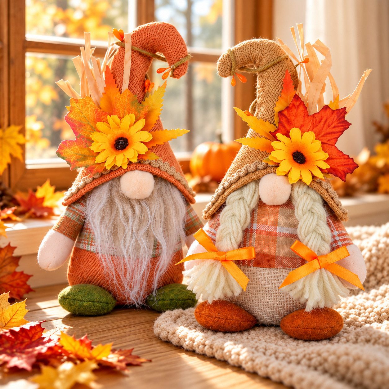 pedete Wichtel 2er Herbst Dekoration Wichtel Figuren Herbst Deko Wichtel Puppen (Herbstdeko Innen Wichtel Figuren Handgefertigt, für Thanksgiving und Herbst Dekoration), Es fügt sich perfekt in die gemütliche Weihnachtsdekoration ein.