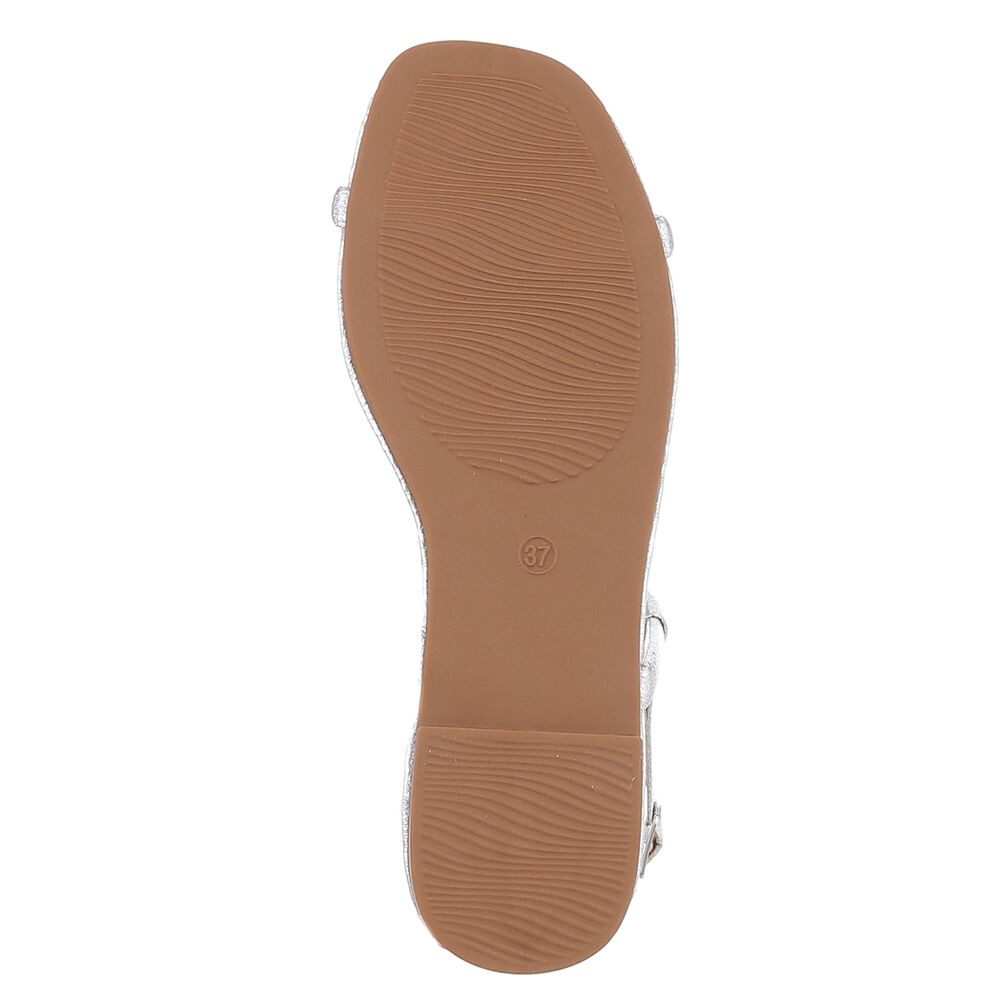 Ital-Design Elegante Flache Sandalen mit Akzentstücken für Damen Riemchensandalette (89542504) Blockabsatz Riemchensandalen in Silber