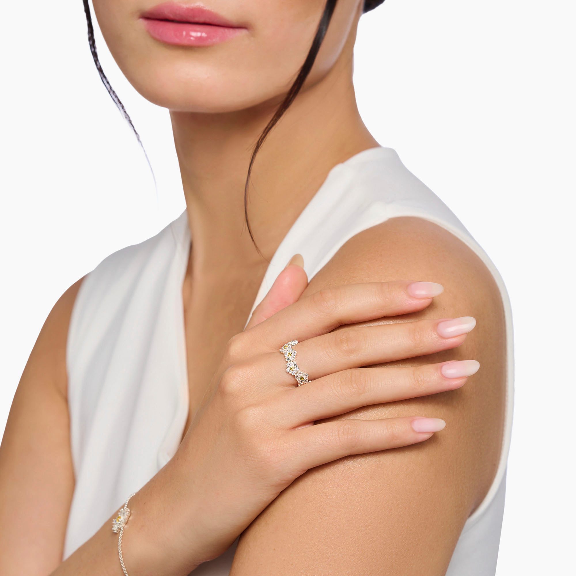 THOMAS SABO Fingerring Lovely Daisy Ring, mit Zirkonia (synth)