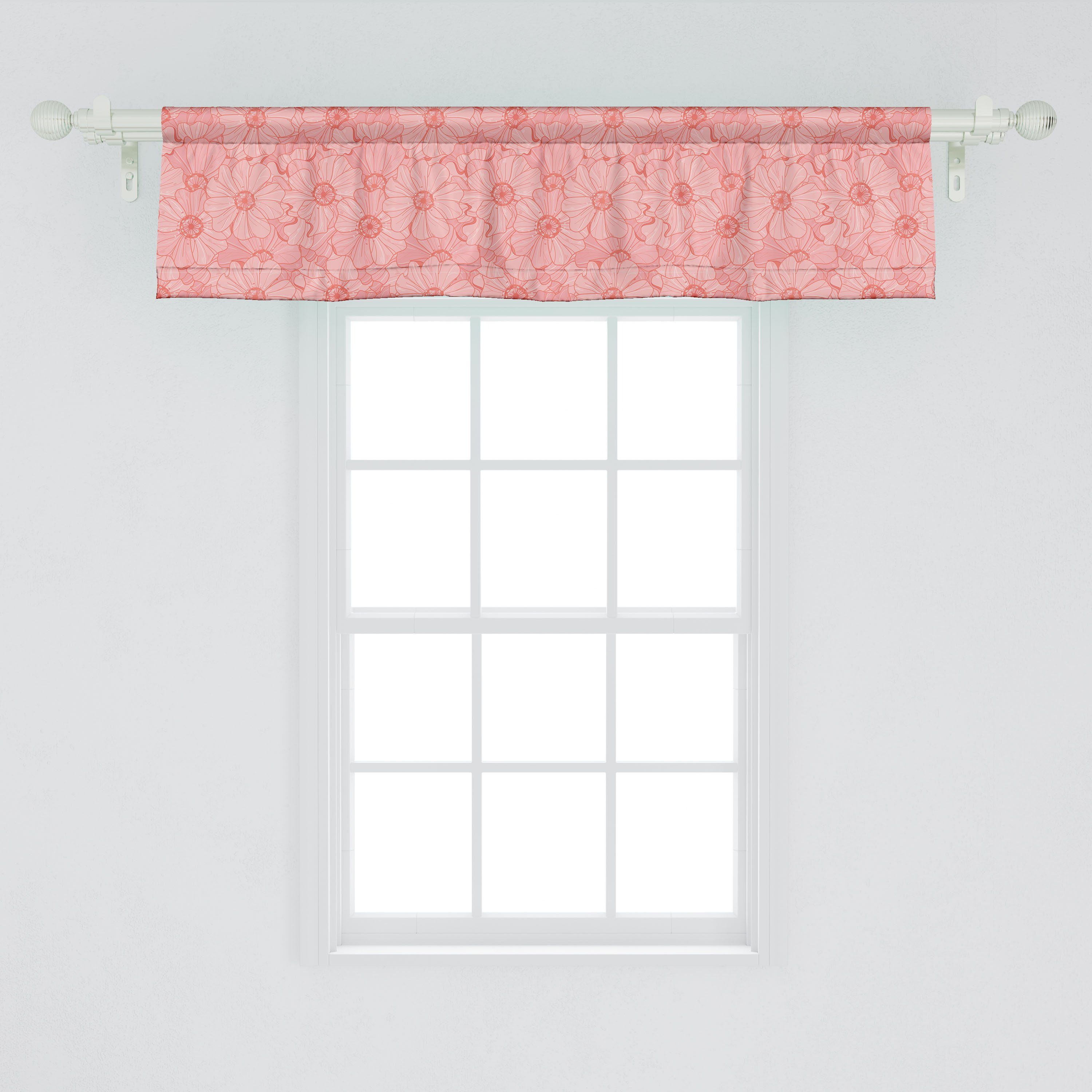 Vintage für Stangentasche, Thick Blumen-Motiv Schlafzimmer mit Vorhang Küche Abakuhaus, Microfaser, Dekor Blumen Volant Scheibengardine