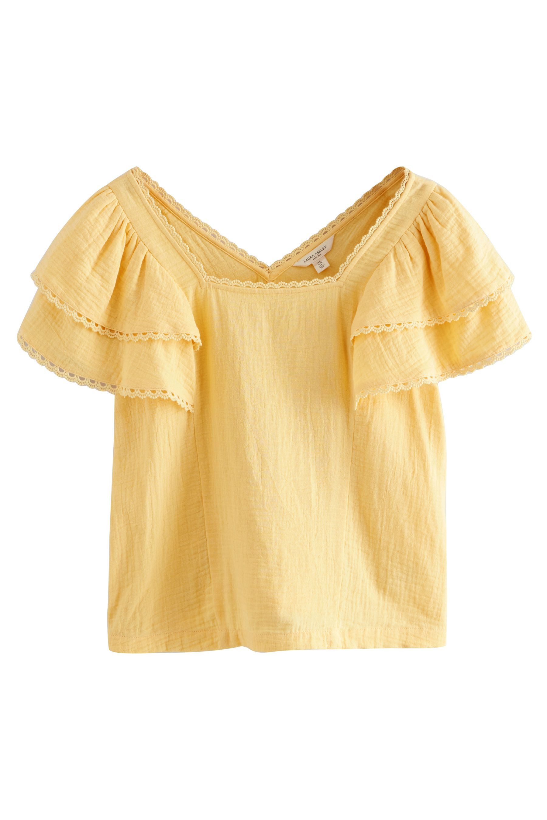 LAURA ASHLEY Blusenshirt Laura Ashley Top mit Rüschenärmeln und Spitze (1-t günstig online kaufen