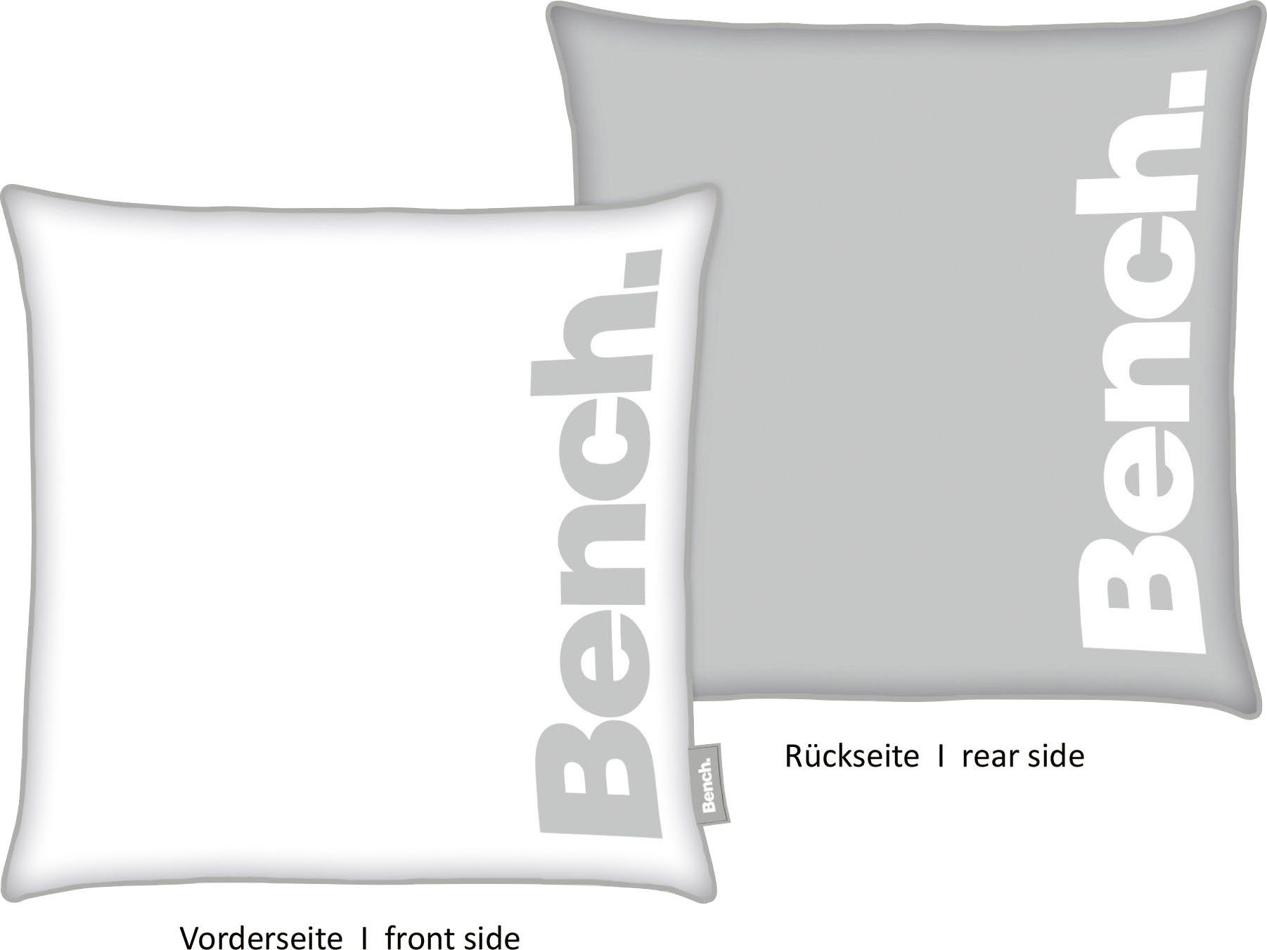 Bench. Dekokissen Bench, Kissenhülle mit Wendemotiv und Rundum-Paspel,  Größe: 50x50 cm