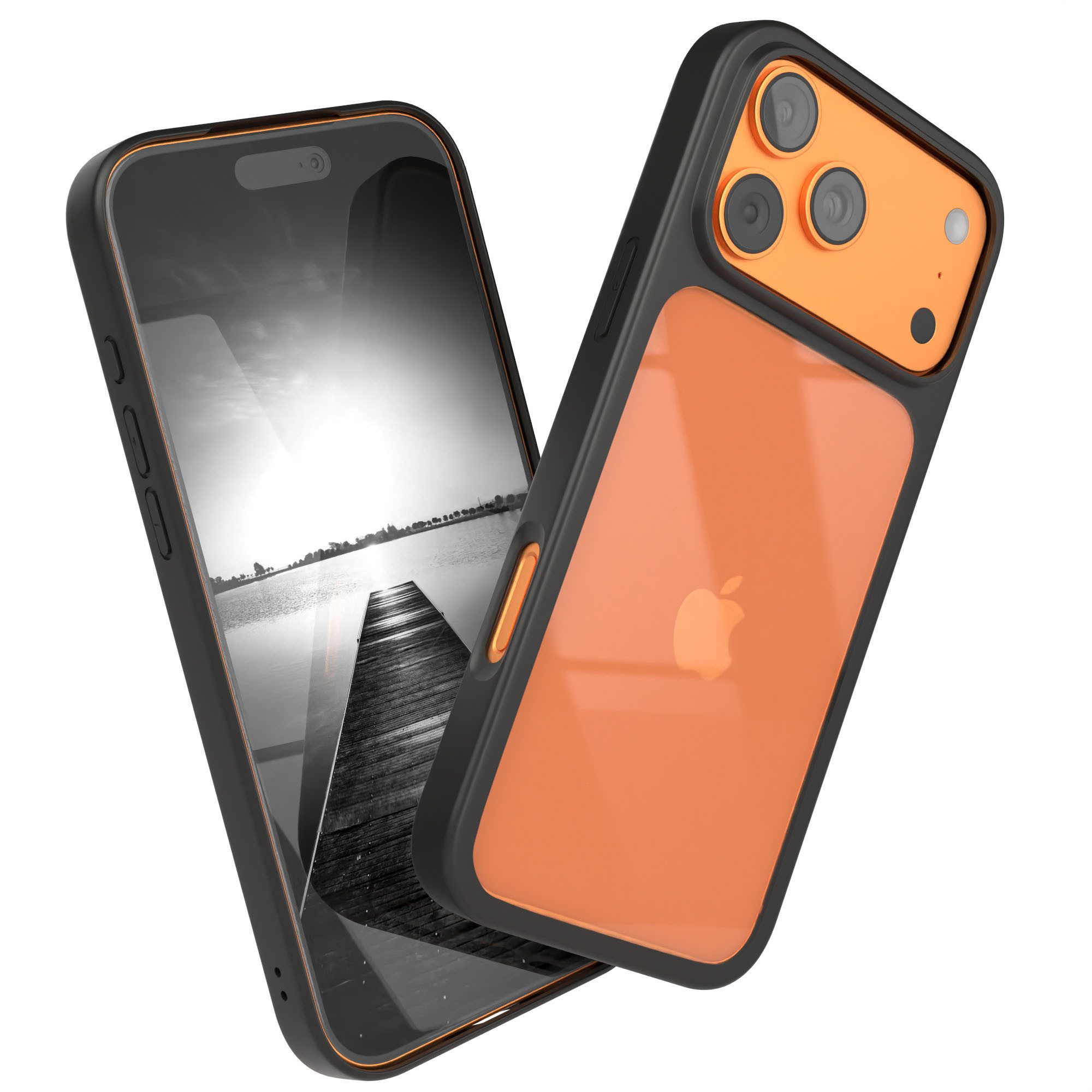 EAZY CASE Handyhülle Bumper Case für Apple iPhone 17 Pro Max 6,9 Zoll, Hülle Durchsichtig kratzfest Back Cover mit Displayschutz Schwarz