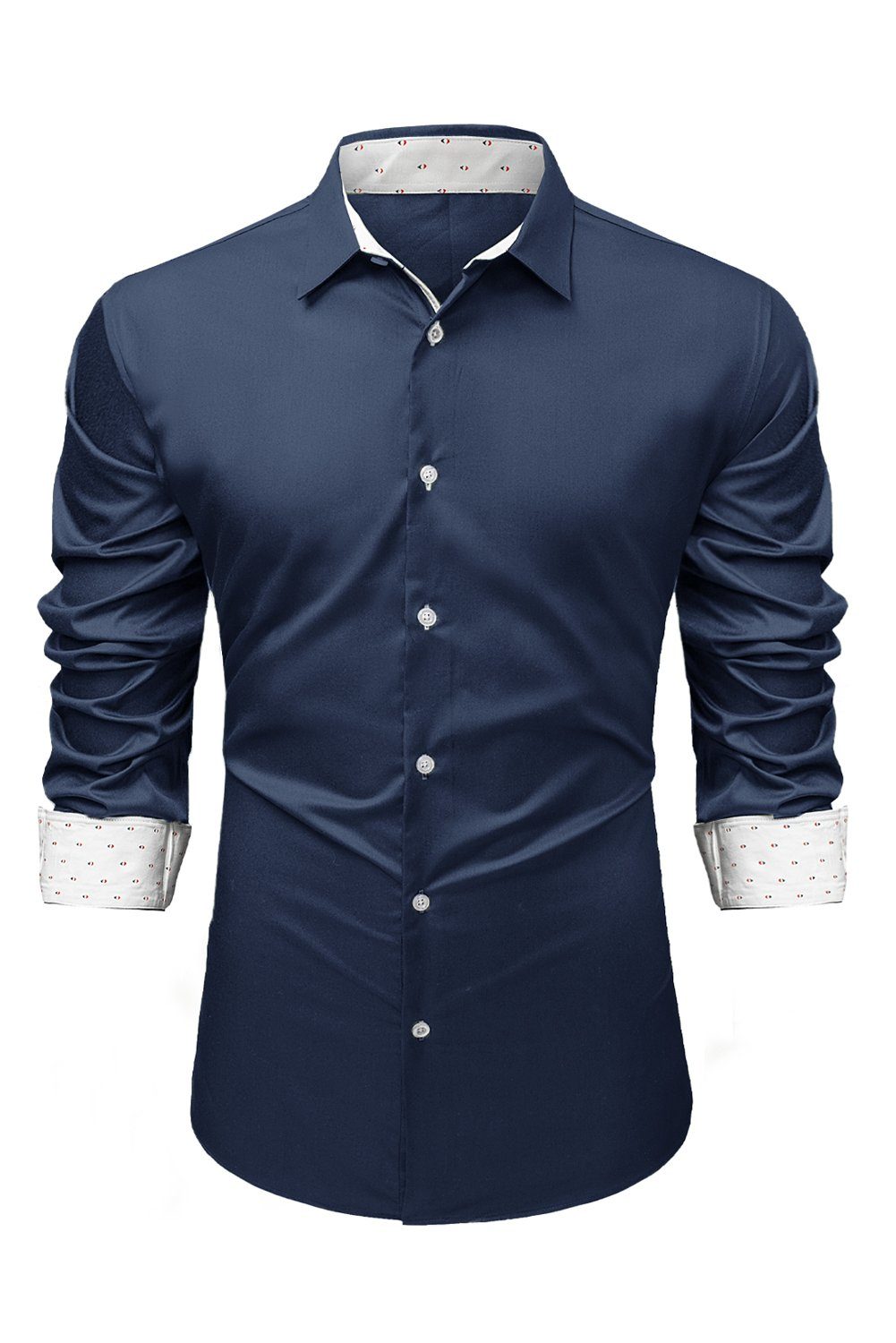 JMIERR Businesshemd Businesshemd Langarm Freizeithemd Herrenhemden Casual Für Anzug S-2XL Regular Langarm Kentkragen Uni Blau