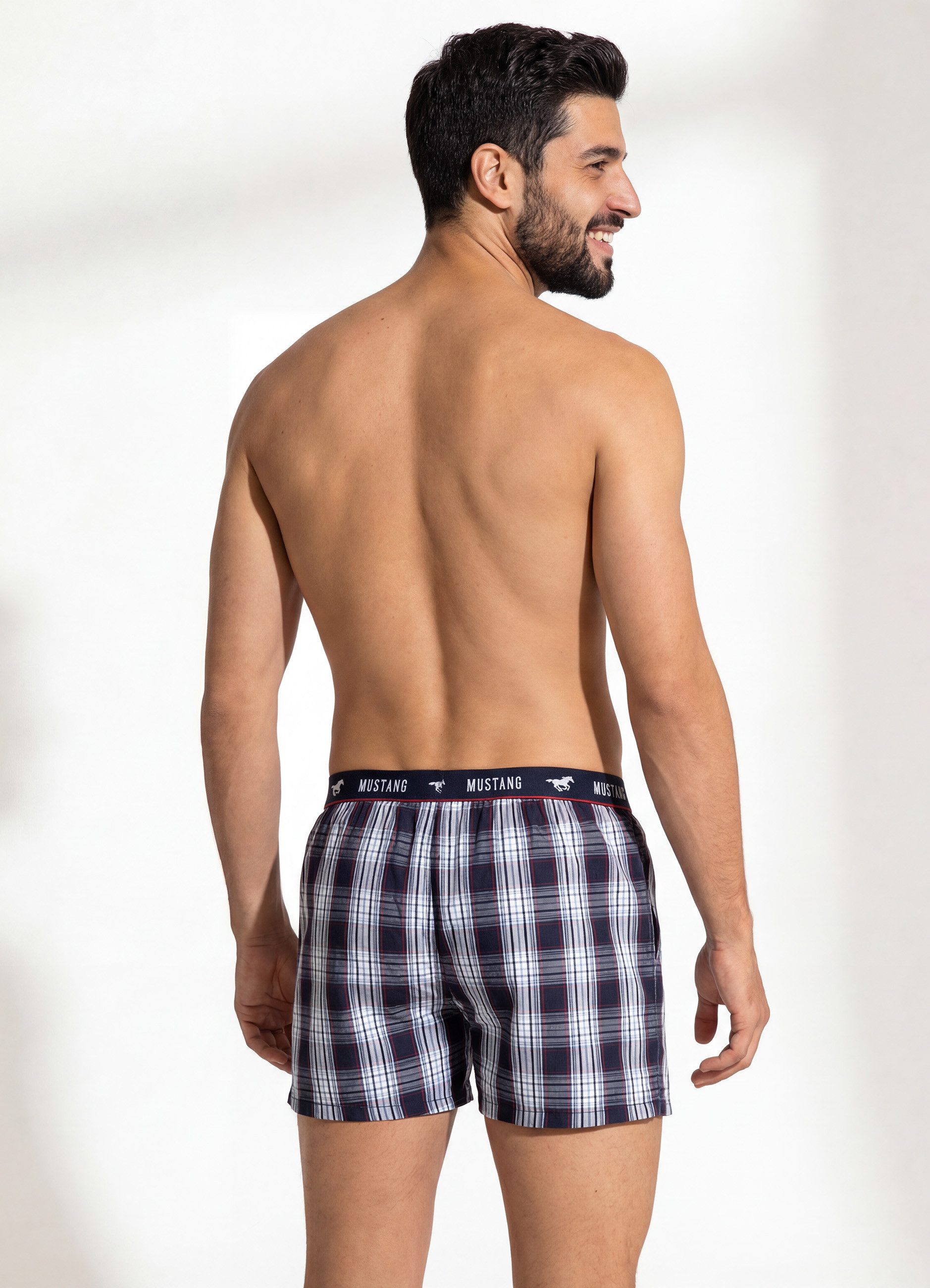 MUSTANG Boxershorts Woven Boxer Short Unterhose Unterwäsche (Set, 2-St) Bequem und locker - OEKO-TEX® Standard - Elastischer Bund - Nachhaltig