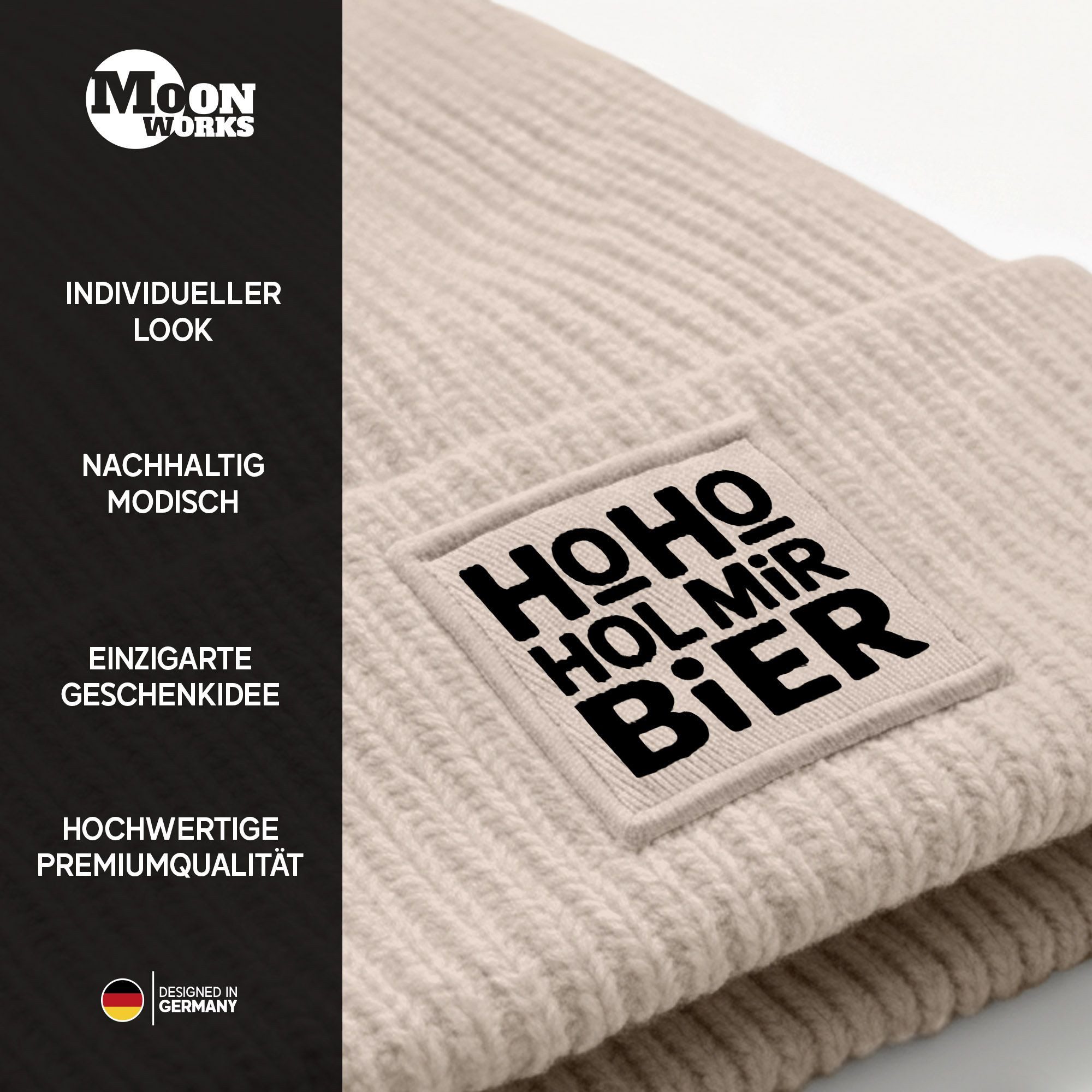 MoonWorks Strickmütze Damen Beanie Strickmütze Spruch Weihnachtsmann Santa Ho Ho Hol mir