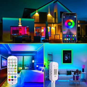 DESUO LED-Streifen LED Strip 5m Bluetooth RGB LED Streifen Sync mit Musik für Partei Deko