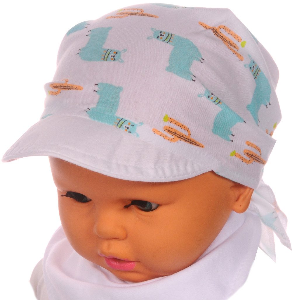 La Bortini Kopftuch Baby Kinder Bandana Tuch mit Schirm Schirmmütze Kopfbedeckung, Sommermütze aus reiner Baumwolle, Einheitsgröße