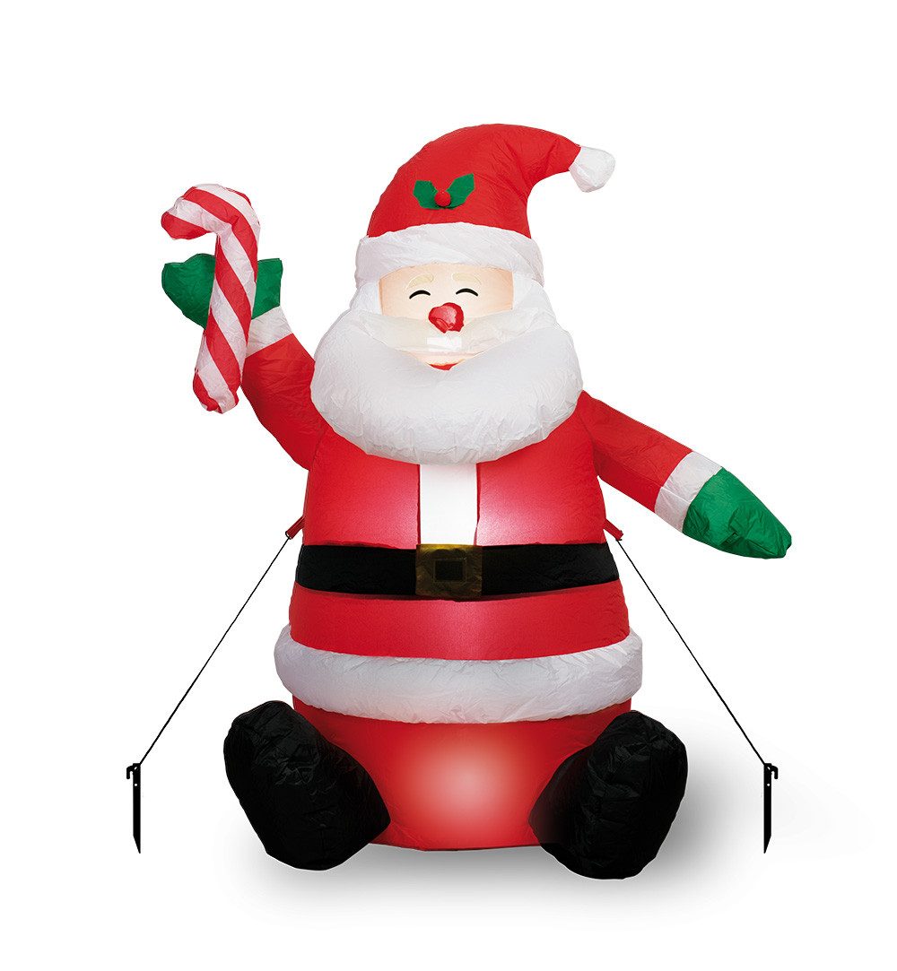 Fries Aufblasbares Partyzubehör XXL Selbstaufblasender Nikolaus Weihnachtsmann Garten Deko mit LED, 122 cm x 105 cm x 65 cm