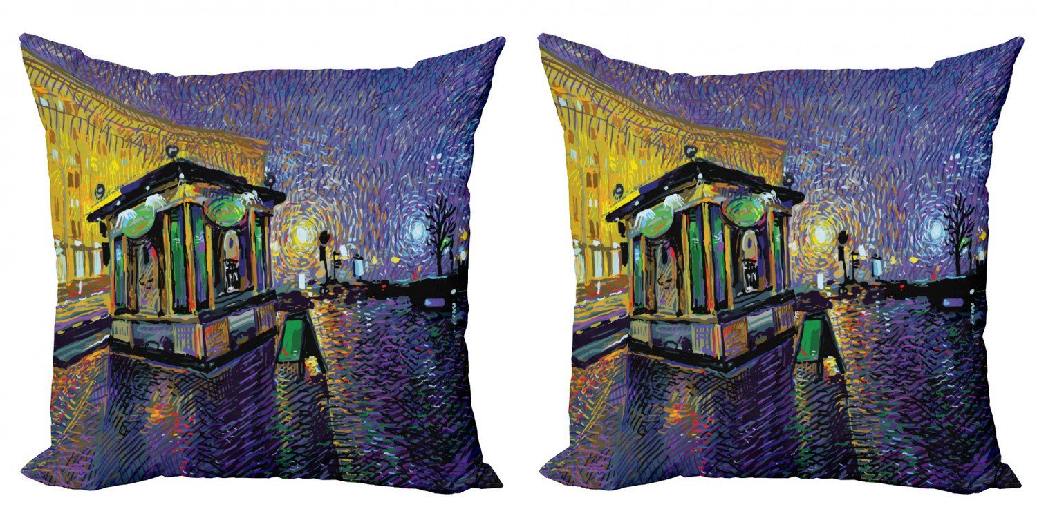 Kissenbezüge Modern Accent Doppelseitiger Digitaldruck, Abakuhaus (2 Stück), Impressionist Kiew City Night Kunst
